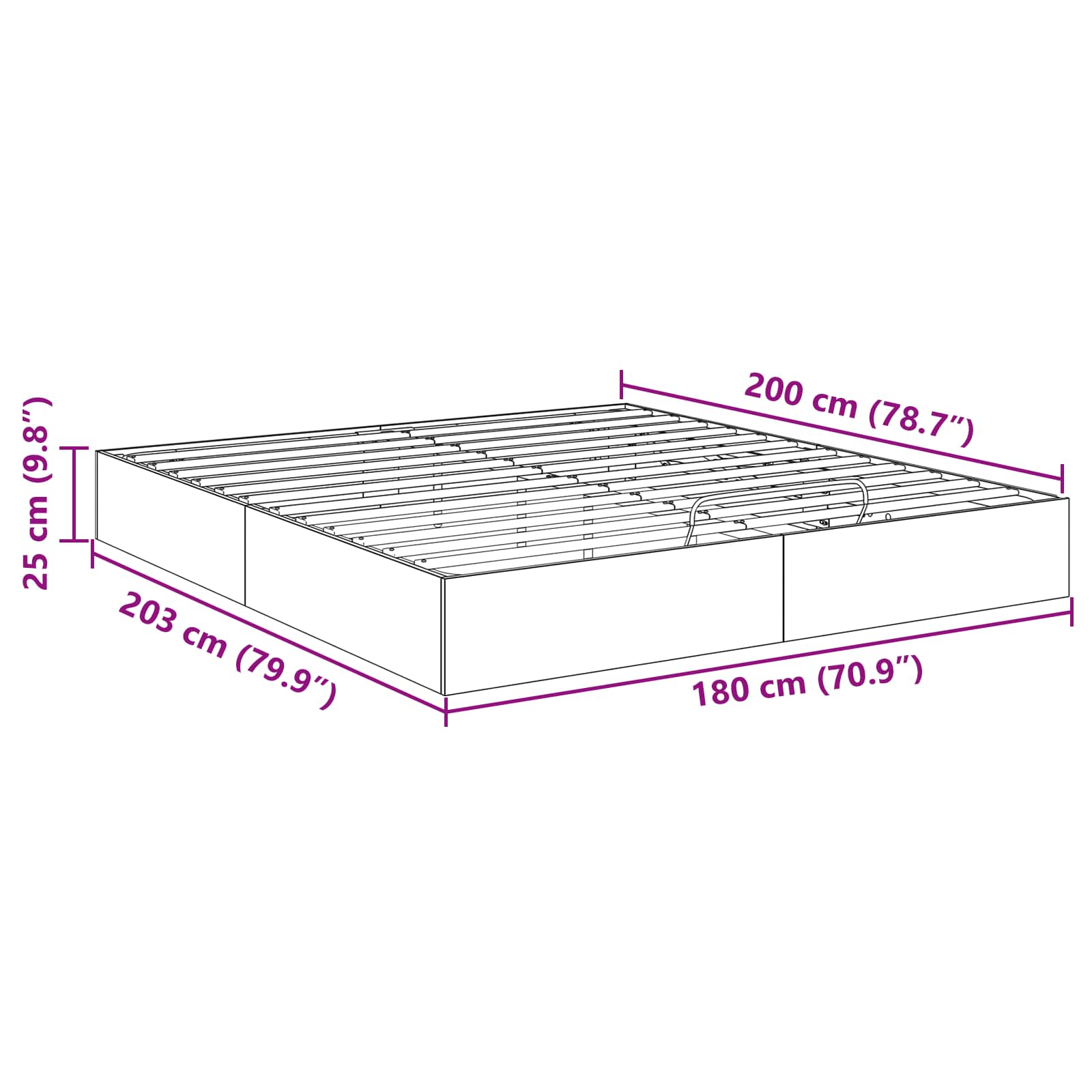 Otomanski krevet Bijeli 203 x 180 x 25 cm Konstrukcijsko drvo