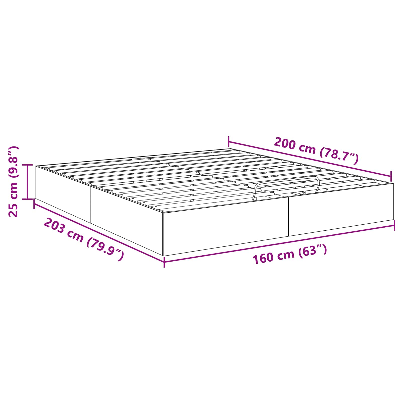 Otomanski krevet Betonsko Siva 160 x 200 cm Konstrukcijsko drvo