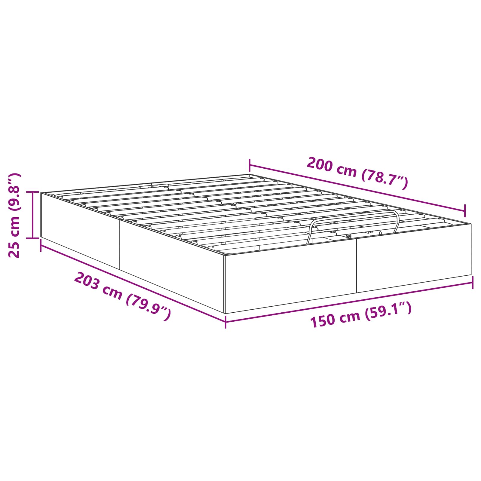 Otomanski krevet s pohranom Dimljeni Hrast 203 x 150 x 25 cm
