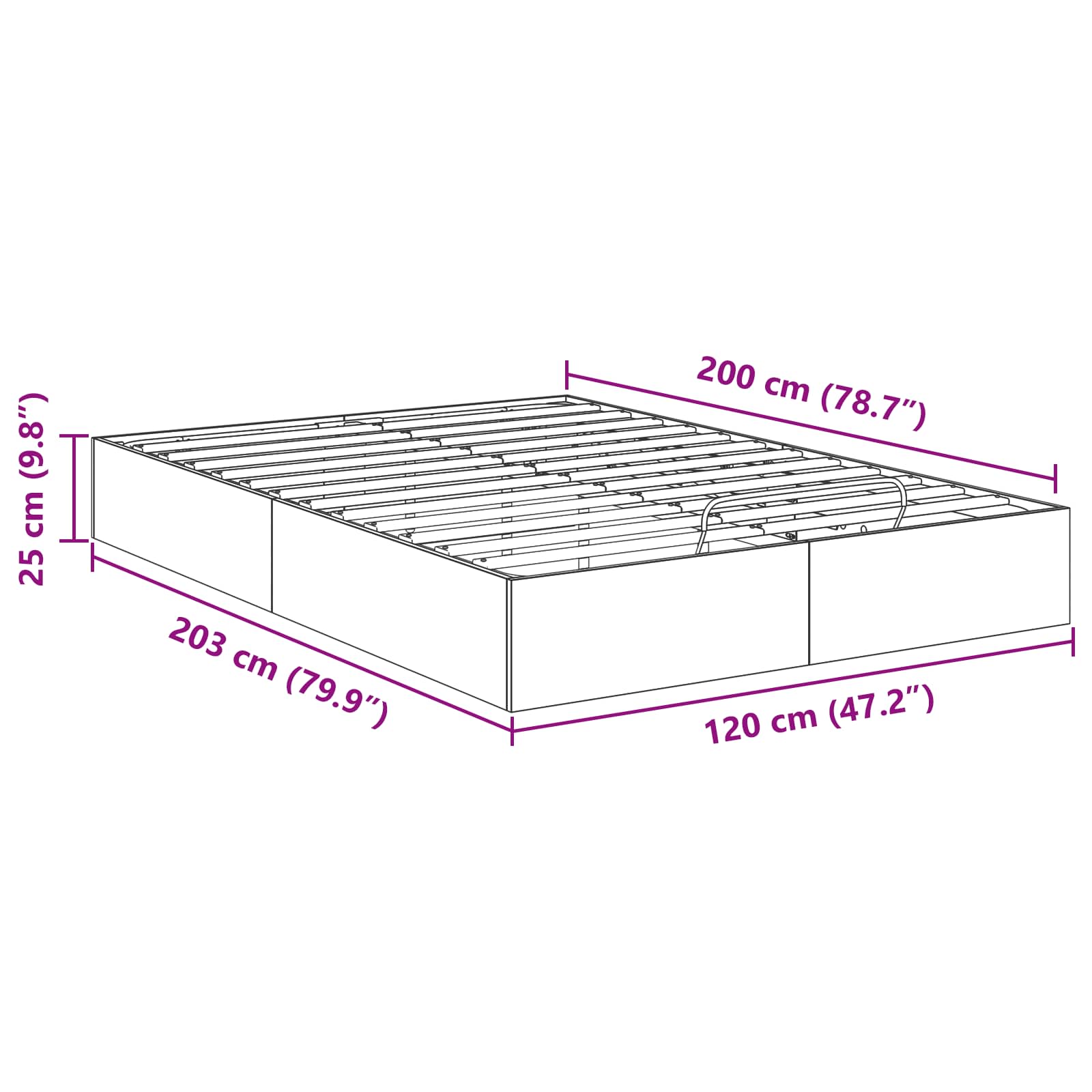 Otomanski krevet s pohranom Zanatski Hrast 120 x 200 cm