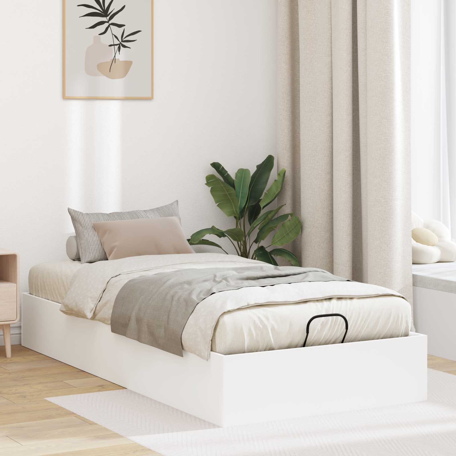 Otomanski krevet Bijeli 203 x 90 x 25 cm Konstrukcijsko drvo