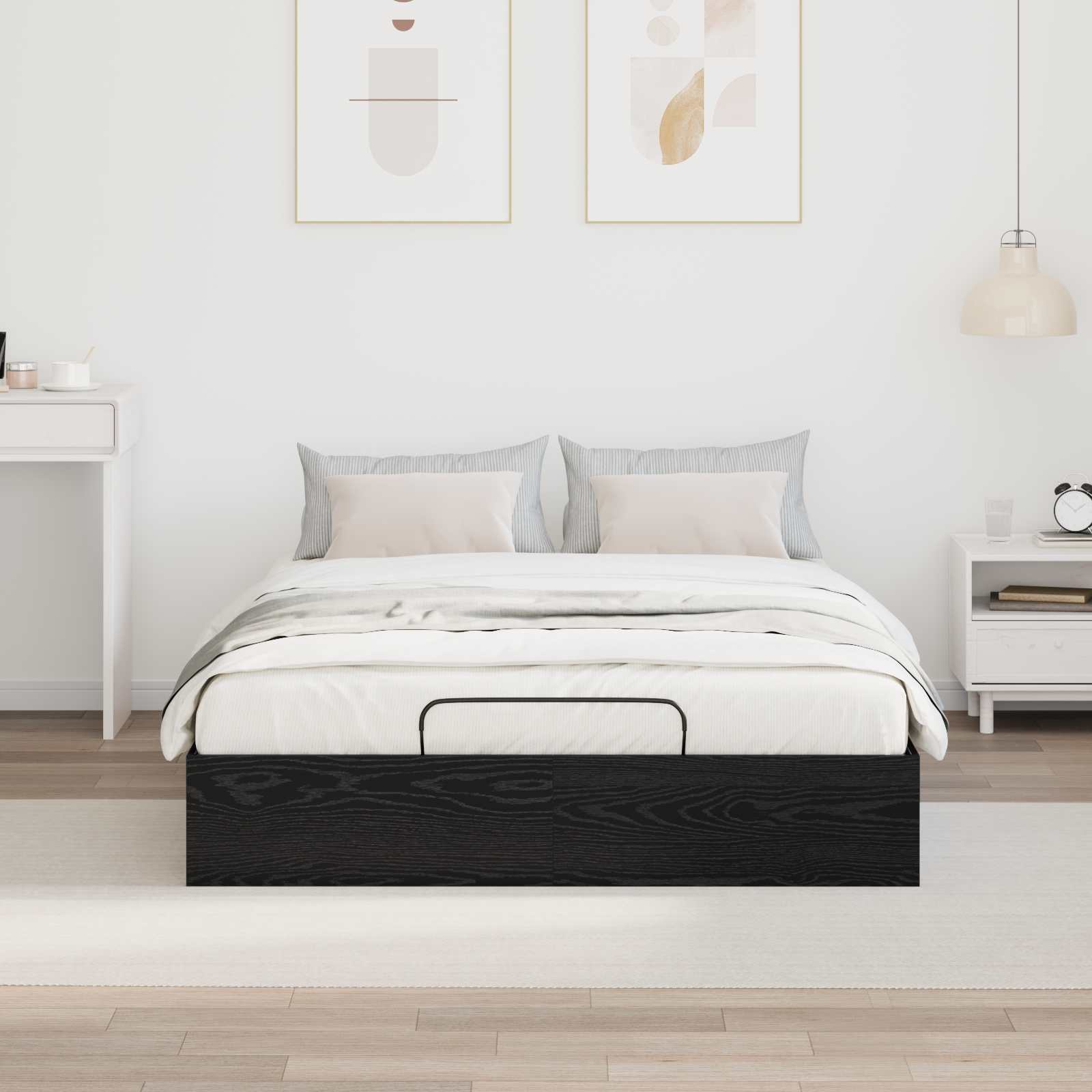 Otomanski krevet s pohranom Crni Hrast 193 x 140 x 25 cm