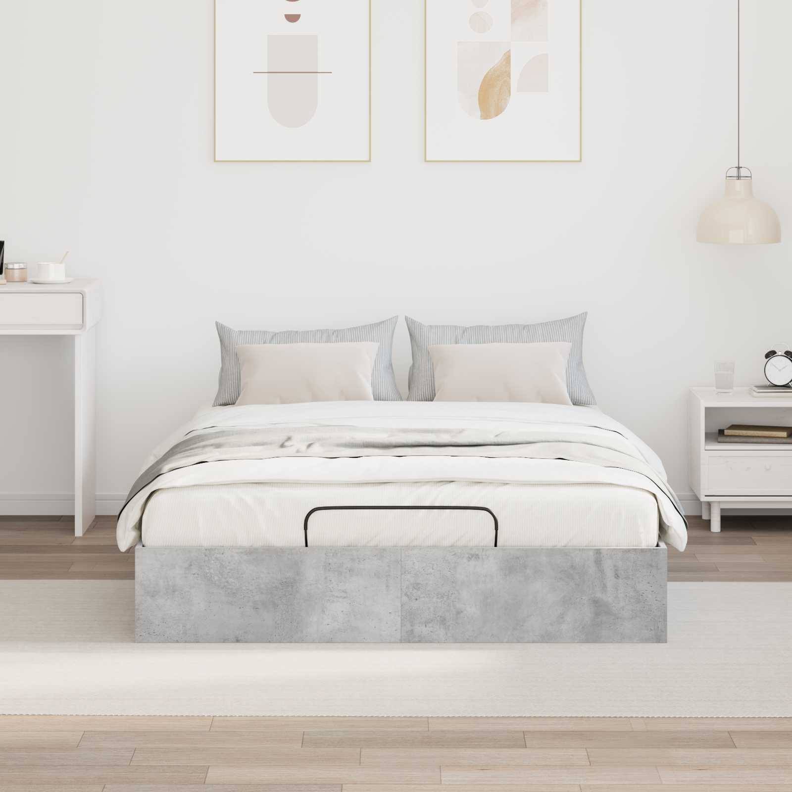 Otomanski krevet Betonsko Siva 140 x 200 cm Konstrukcijsko drvo