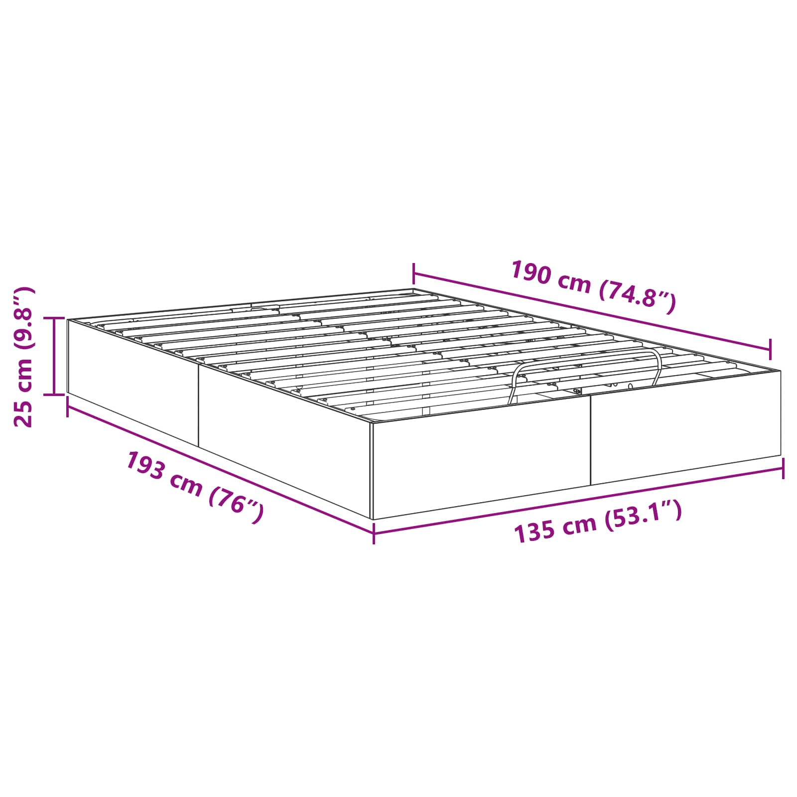Otomanski krevet s pohranom Sivi Sonoma 193 x 135 x 25 cm