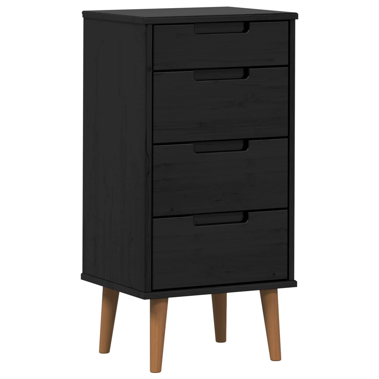 Komoda MOLDE Crna 40 x 35 x 82 cm Masivna borovina