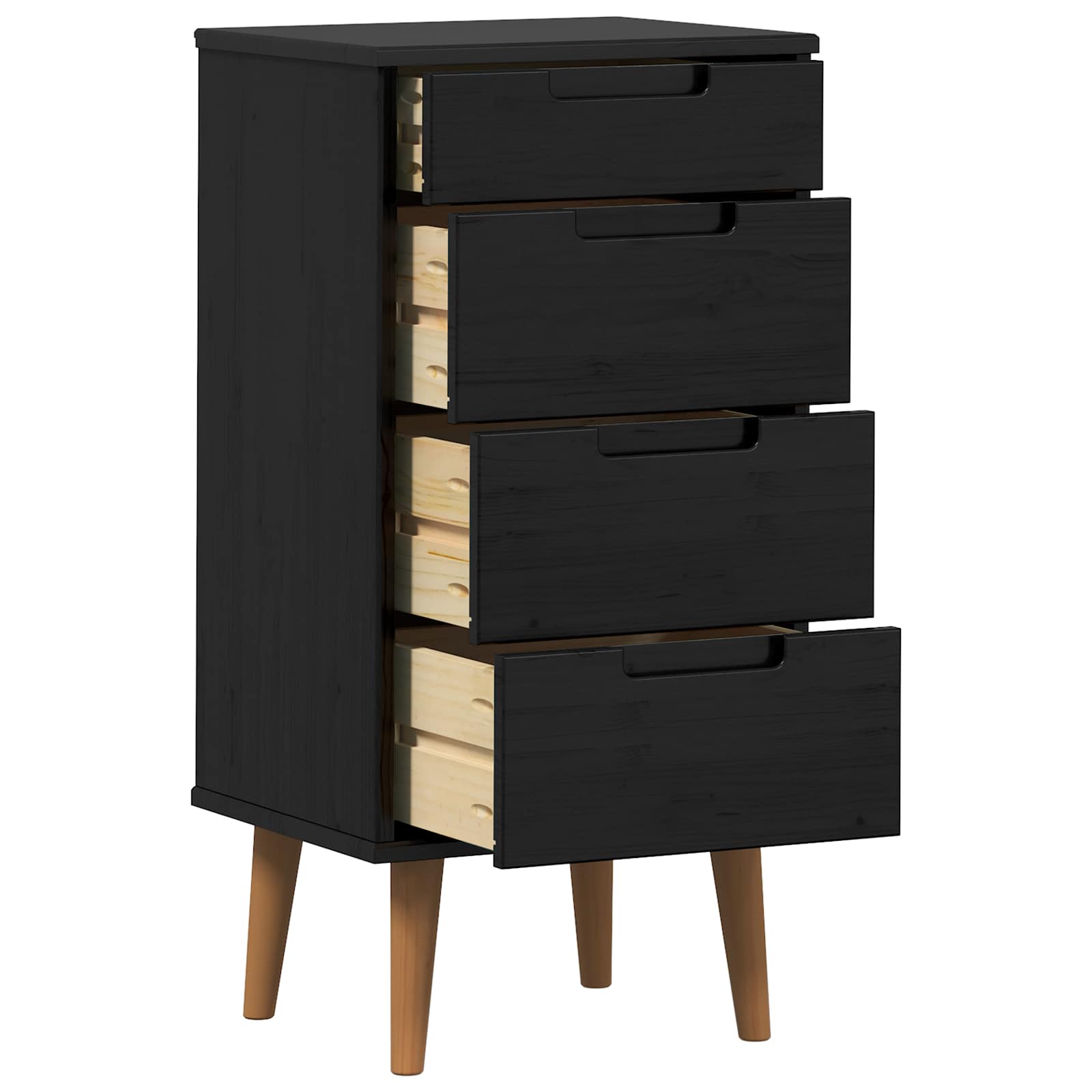 Komoda MOLDE Crna 40 x 35 x 82 cm Masivna borovina