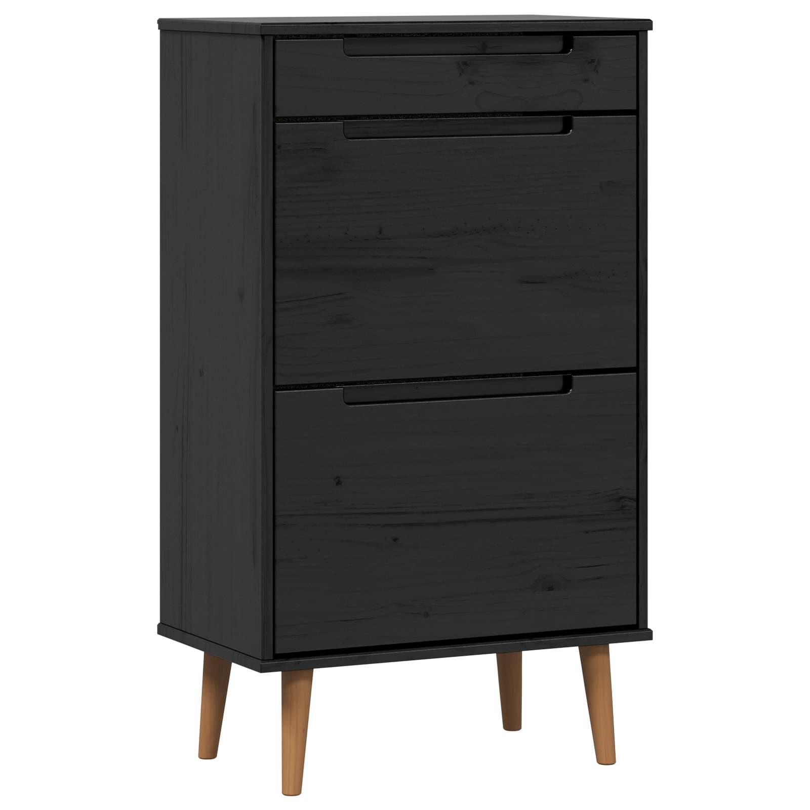 Ormar za cipele MOLDE 59,5 x 35 x 103 cm Masivna borovina Crna