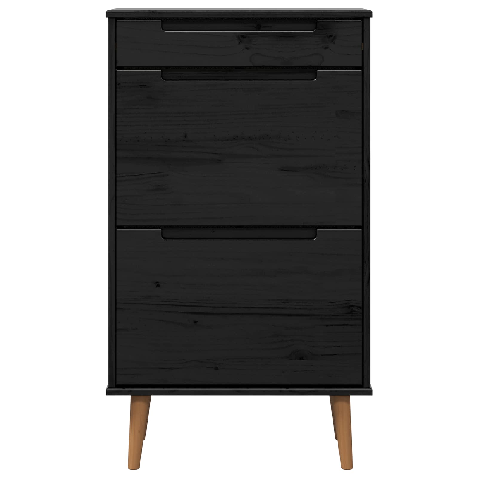Ormar za cipele MOLDE 59,5 x 35 x 103 cm Masivna borovina Crna