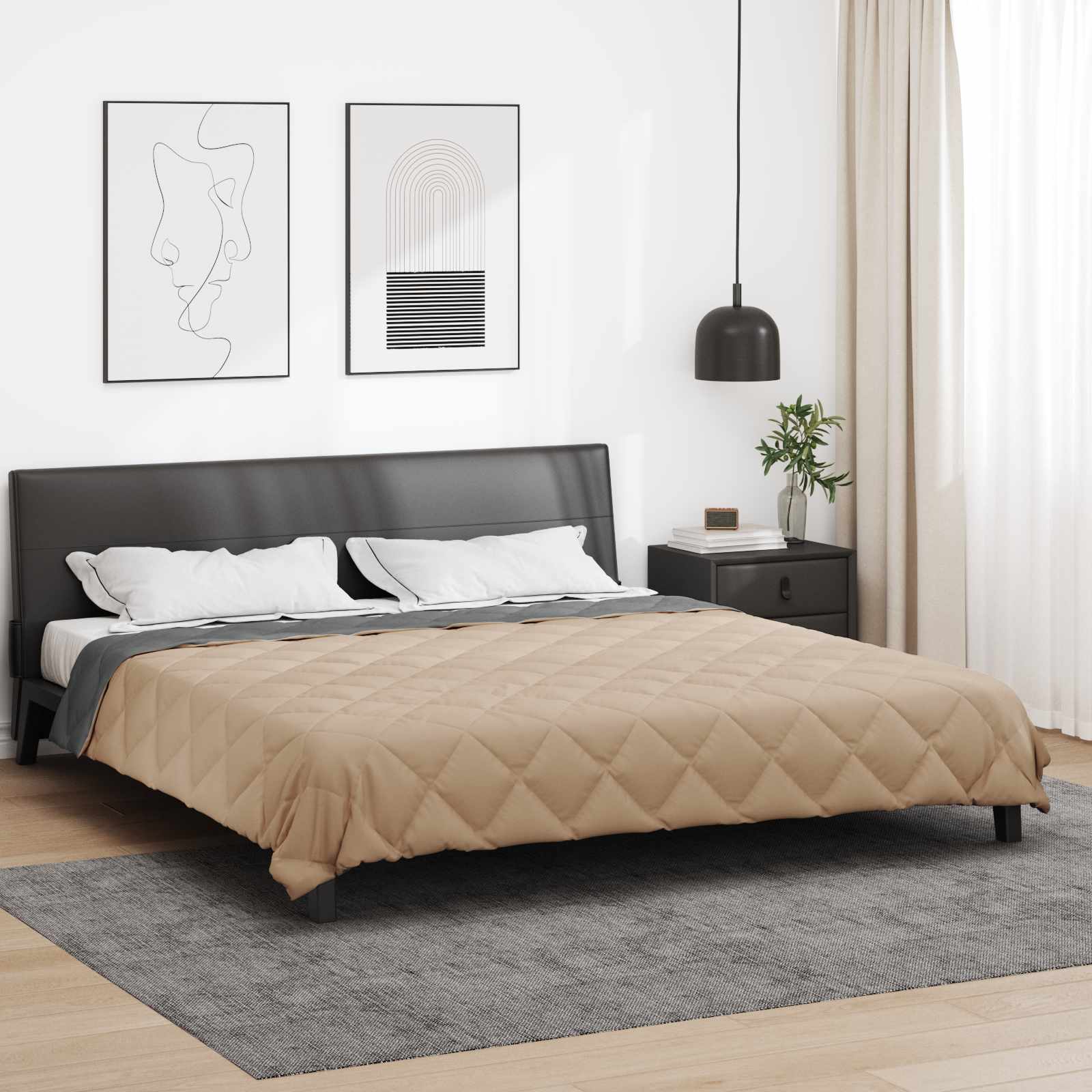 Ljetni pokrivač Antracit i taupe 200 x 200 cm Mikrovlakna