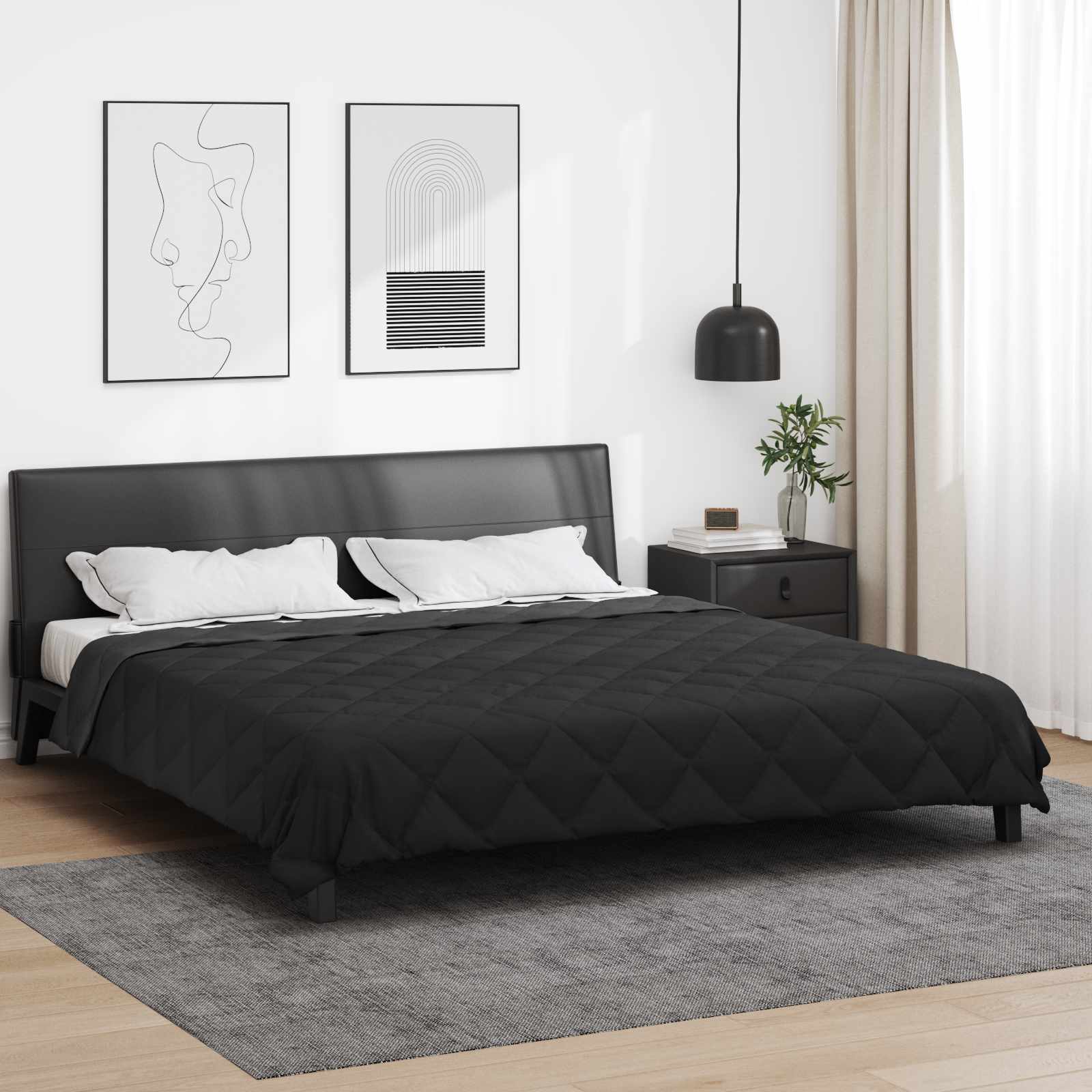 Ljetni pokrivač Crna i antracit 220 x 200 cm Mikrovlakna