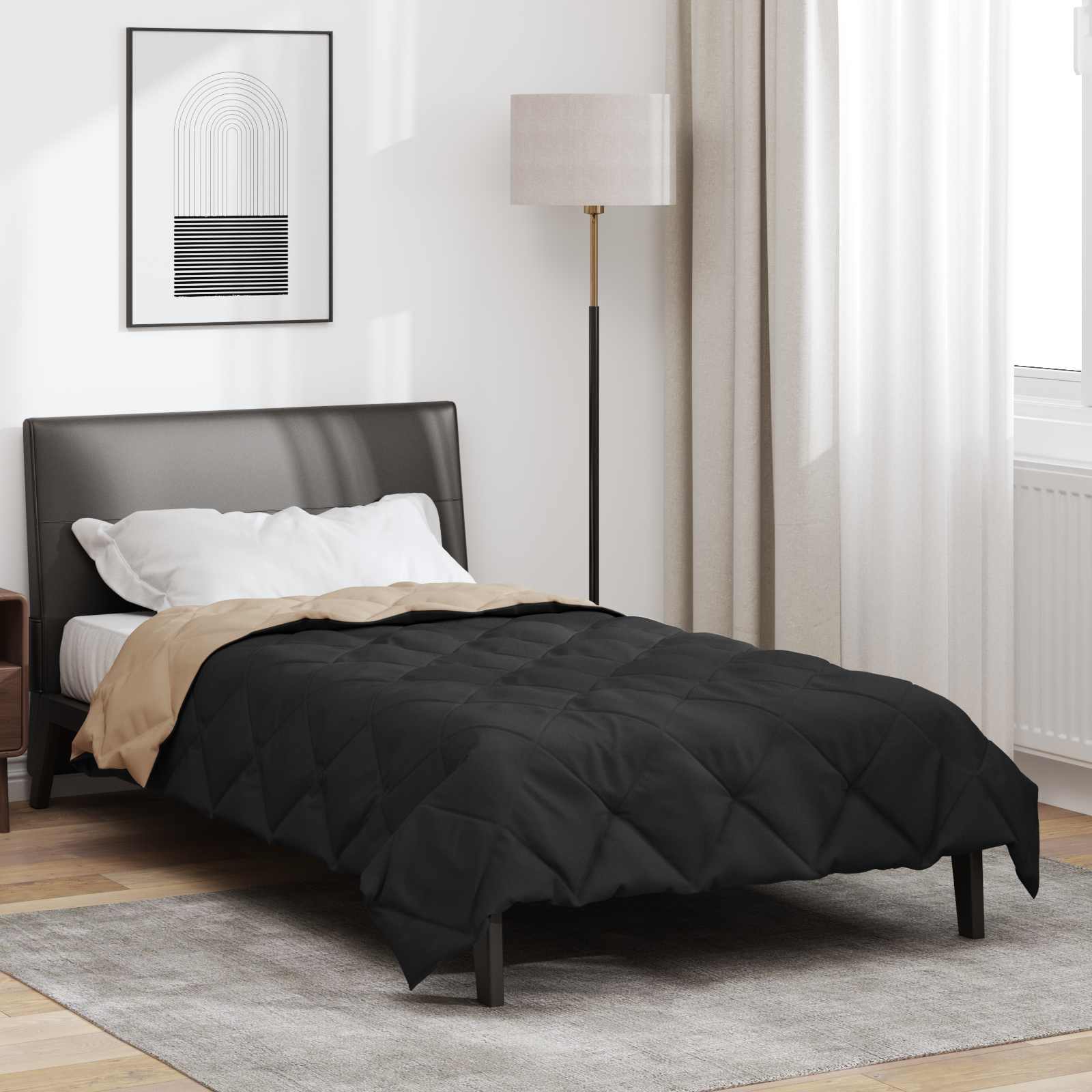 Ljetni pokrivač Crna i taupe 200 x 140 cm Mikrovlakna