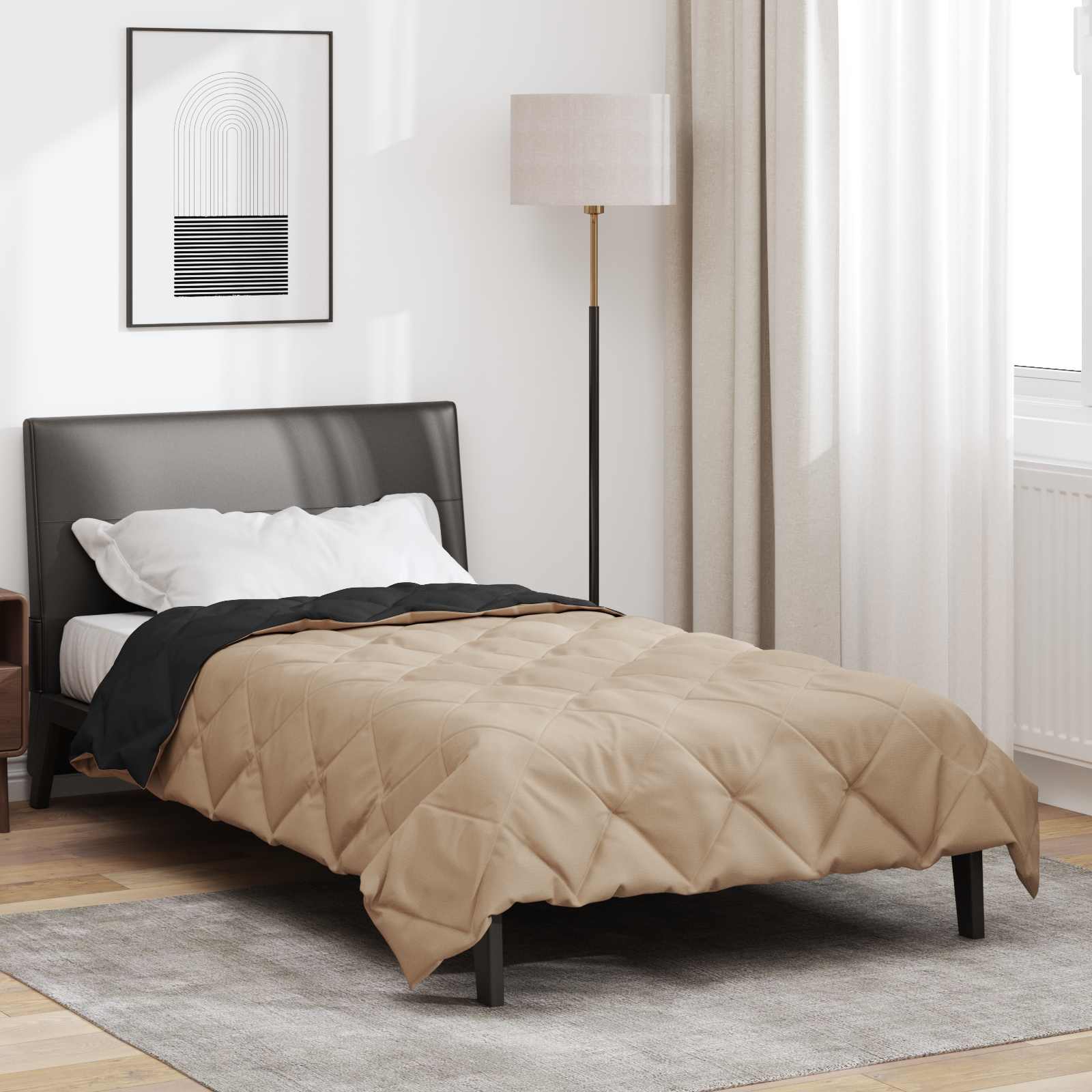 Ljetni pokrivač Crna i taupe 220 x 135 cm Mikrovlakna