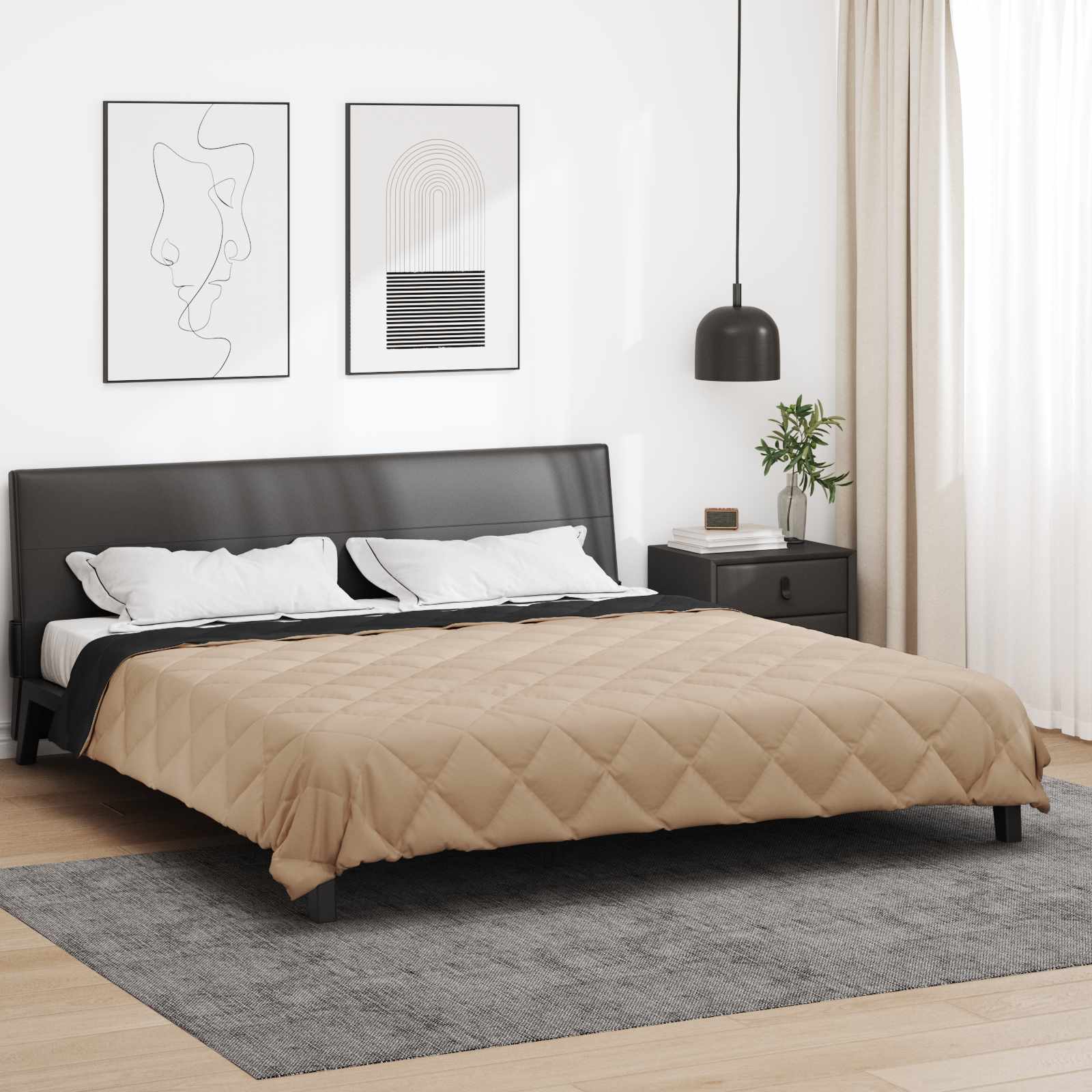 Ljetni pokrivač Crna i taupe 220 x 200 cm Mikrovlakna