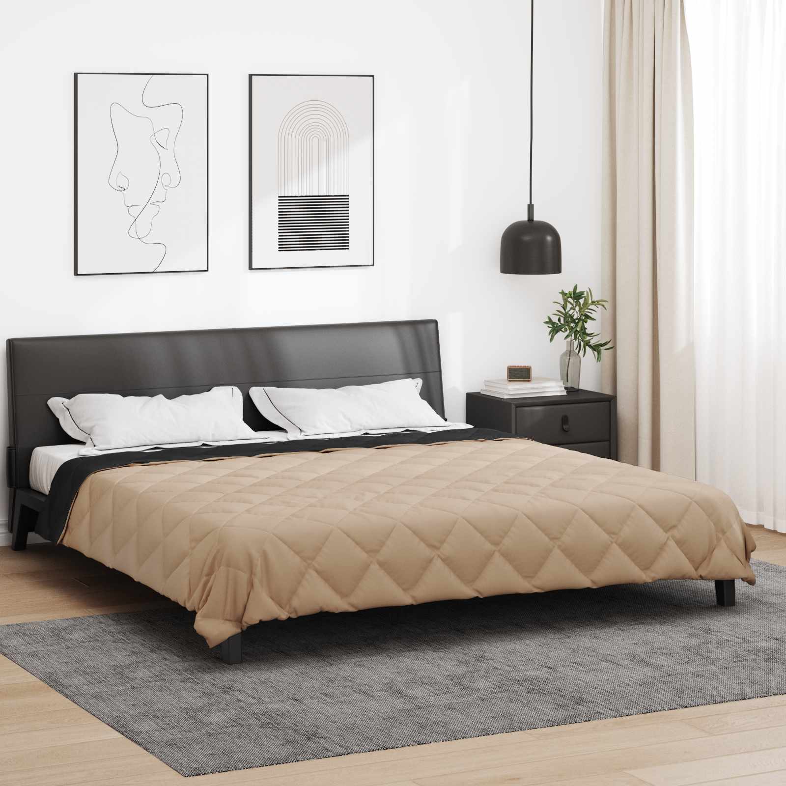 Puni pokrivač za cijelu godinu Crna i taupe 200 x 220 cm