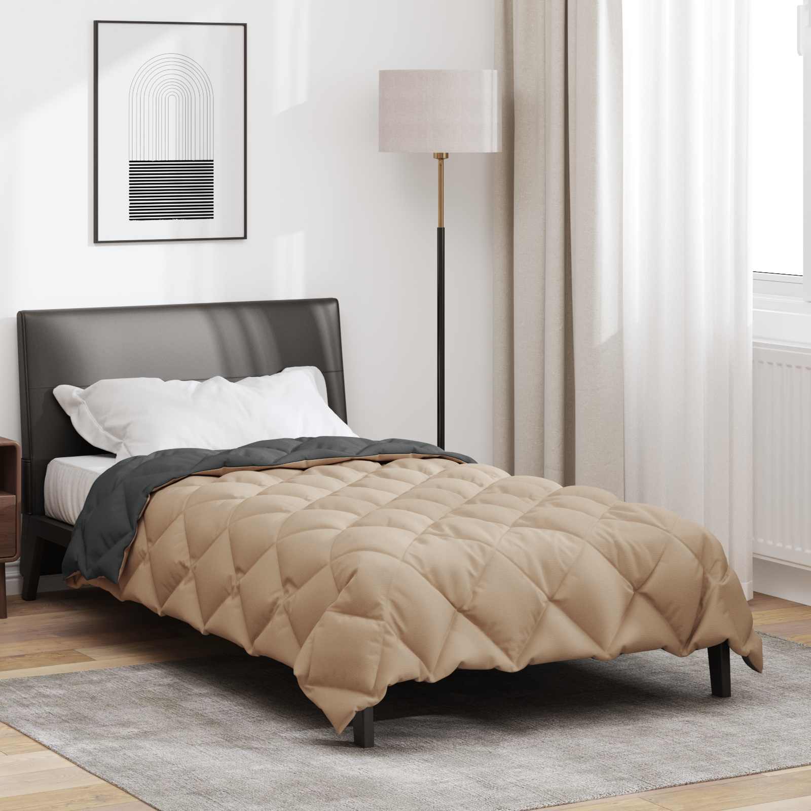 Zimska pokrivača Antracit i taupe 155 x 220 cm Mikrovlakna