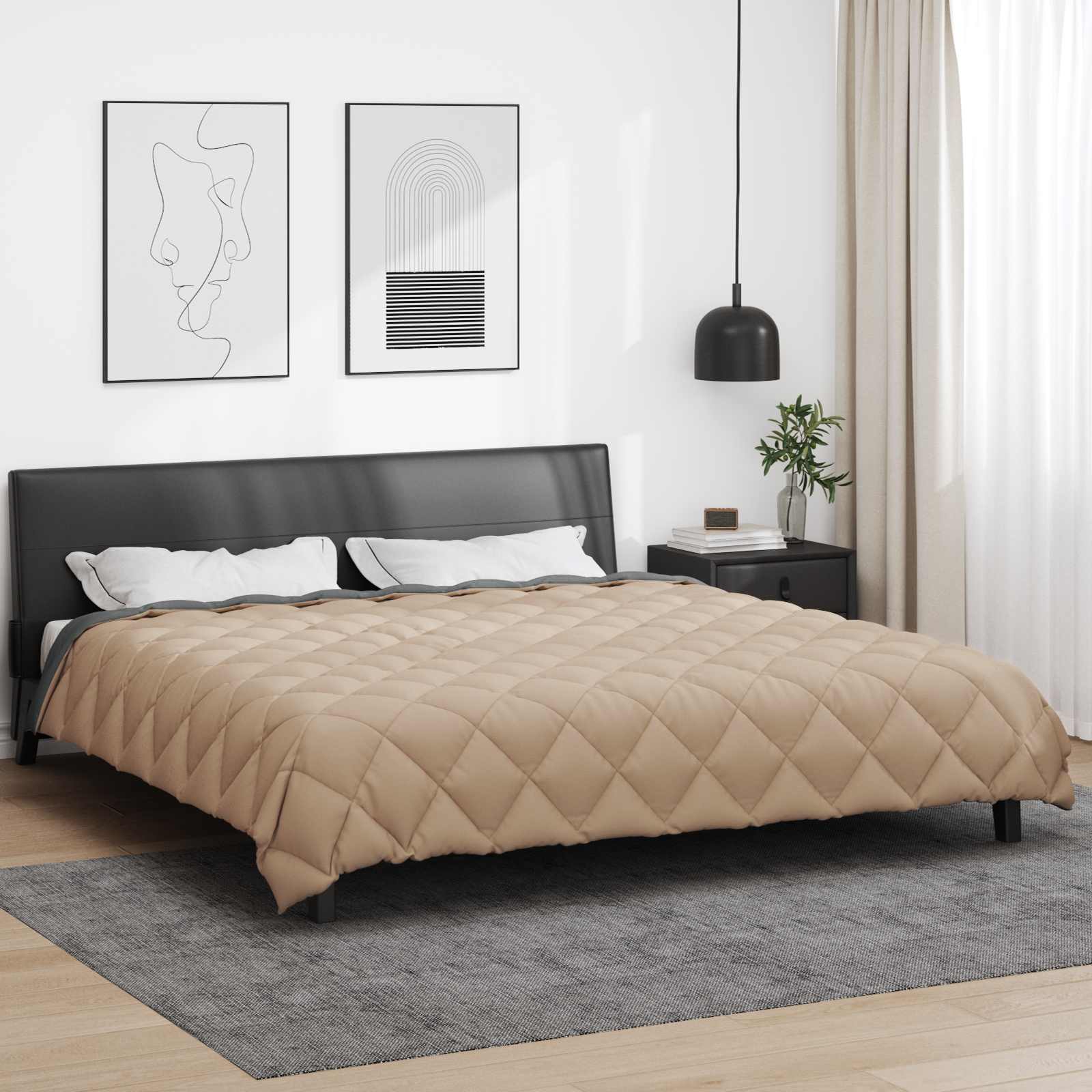 Zimska pokrivača Antracit i taupe 220 x 260 cm Mikrovlakna