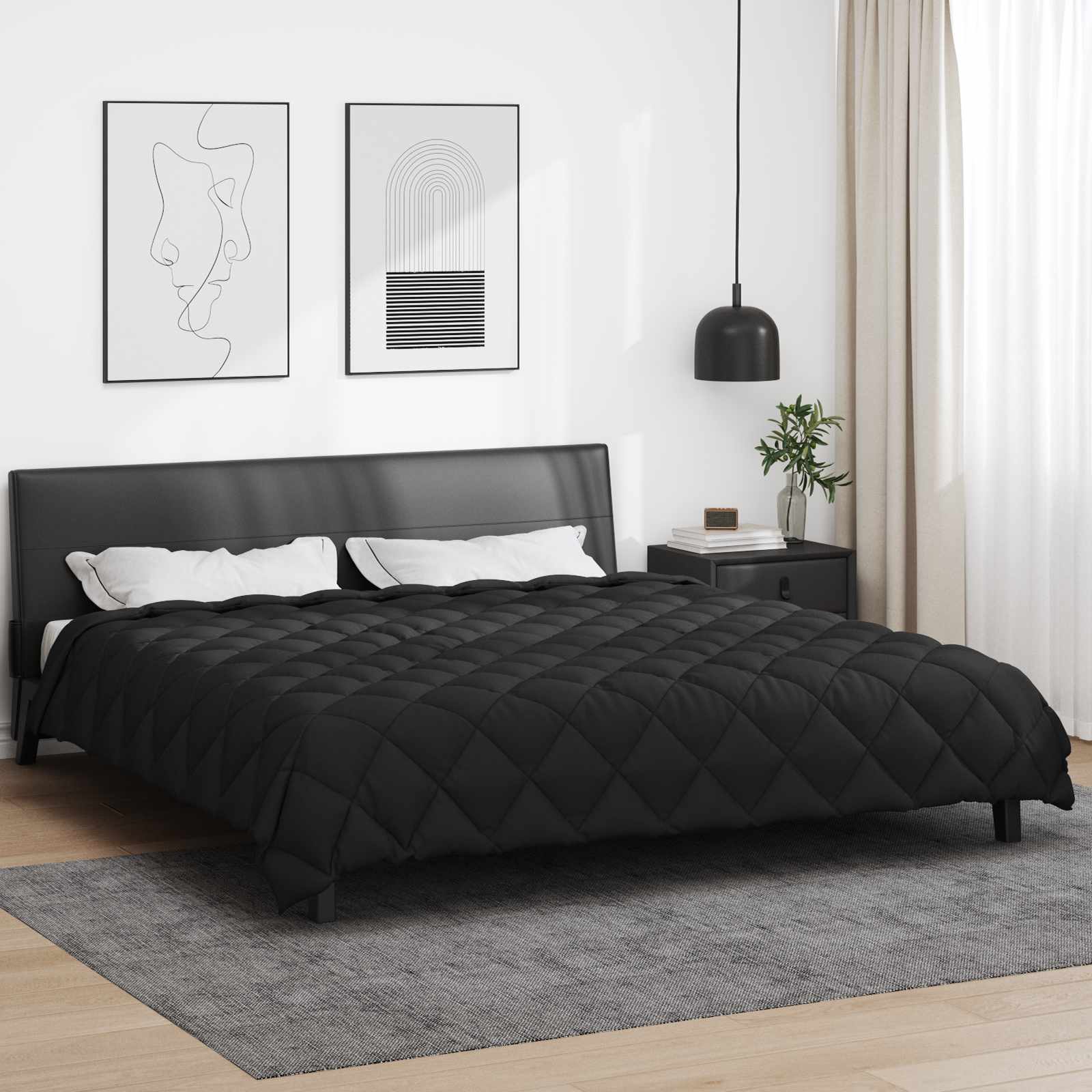 Zimska pokrivača Crna 200 x 200 cm Mikrovlakna