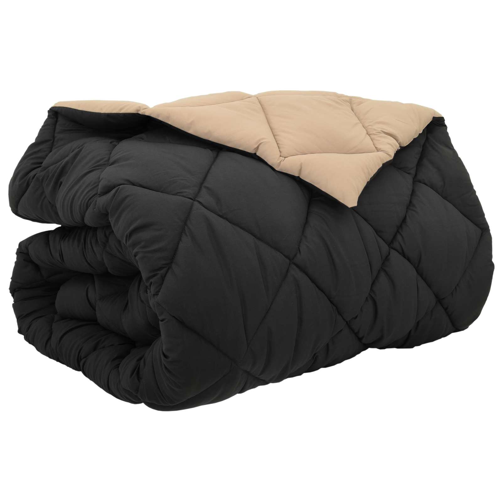 Zimska pokrivača Crna i taupe 240 x 260 cm Mikrovlakna