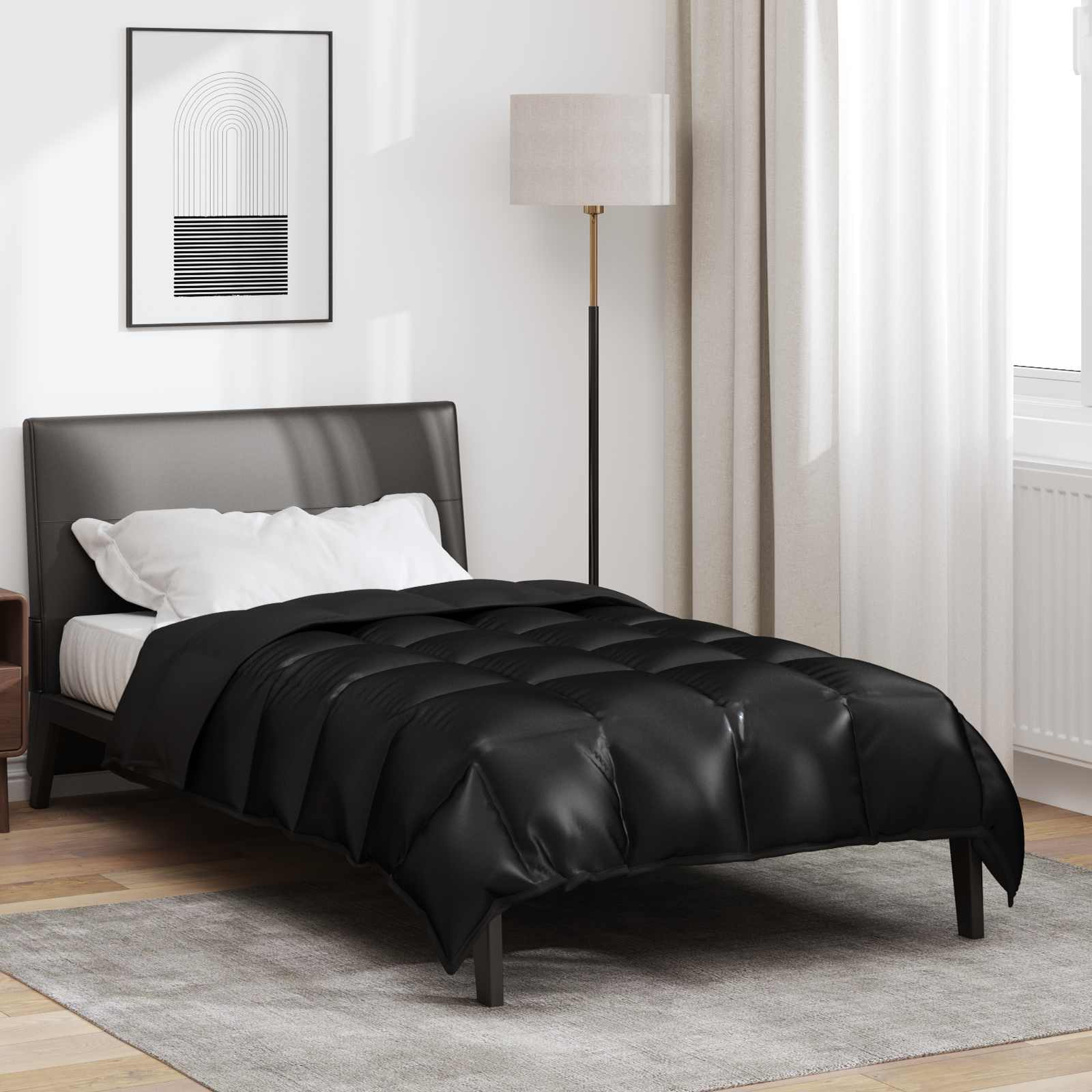 Zimska pokrivača Crna 140 x 220 cm Saten i mikrovlakna