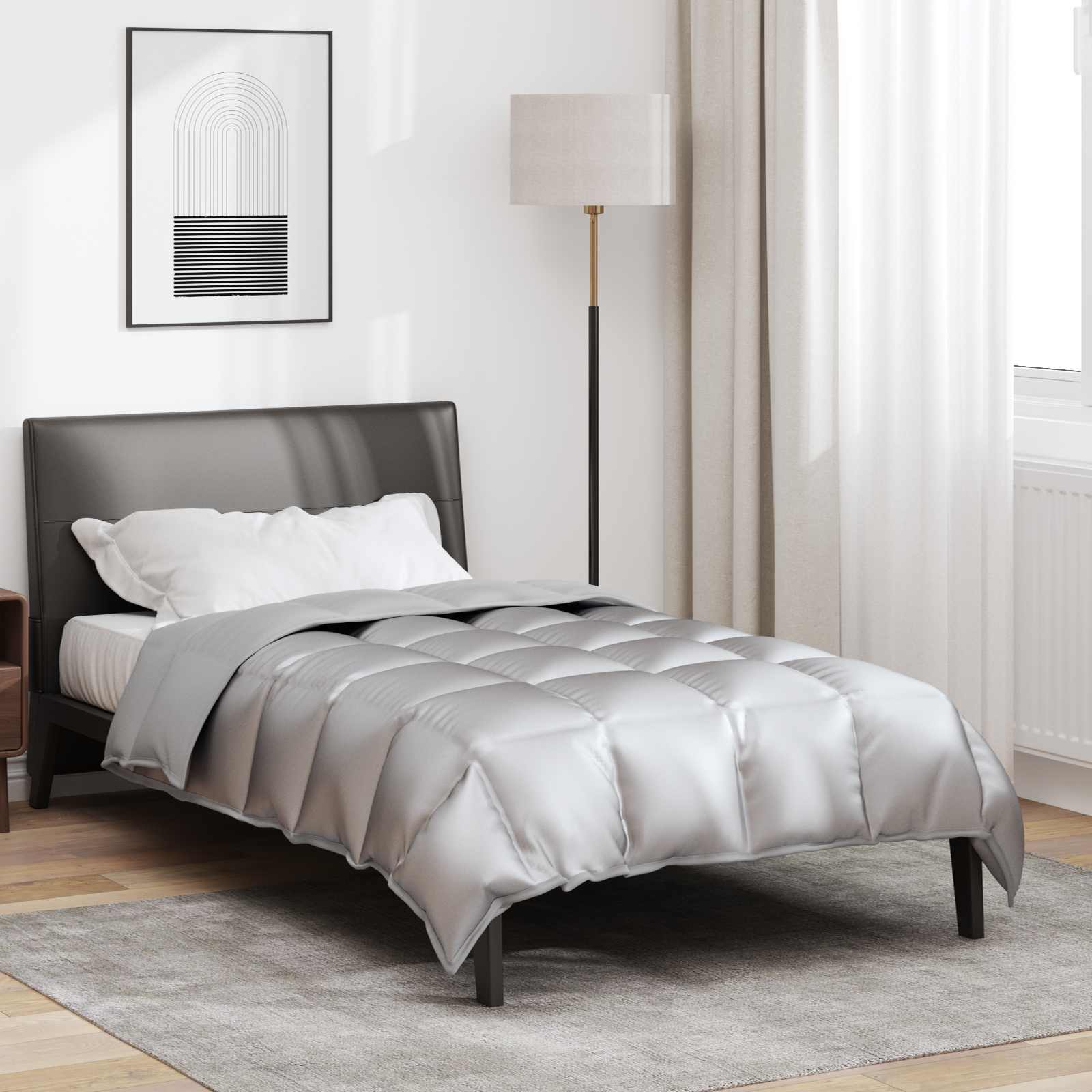 Zimska pokrivača Srebrno 140 x 220 cm Saten i mikrovlakna