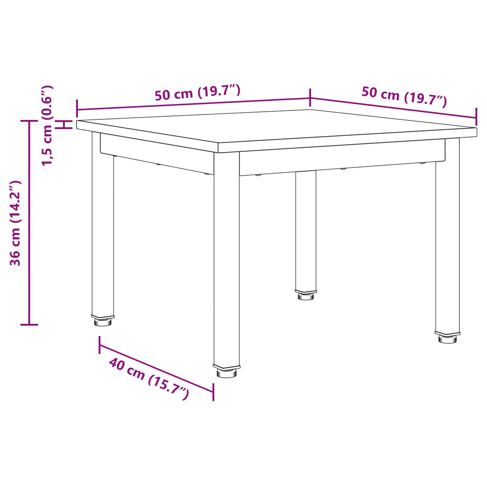 Kava Stol Crni hrast 50 x 50 x 36 cm Konstruirano drvo
