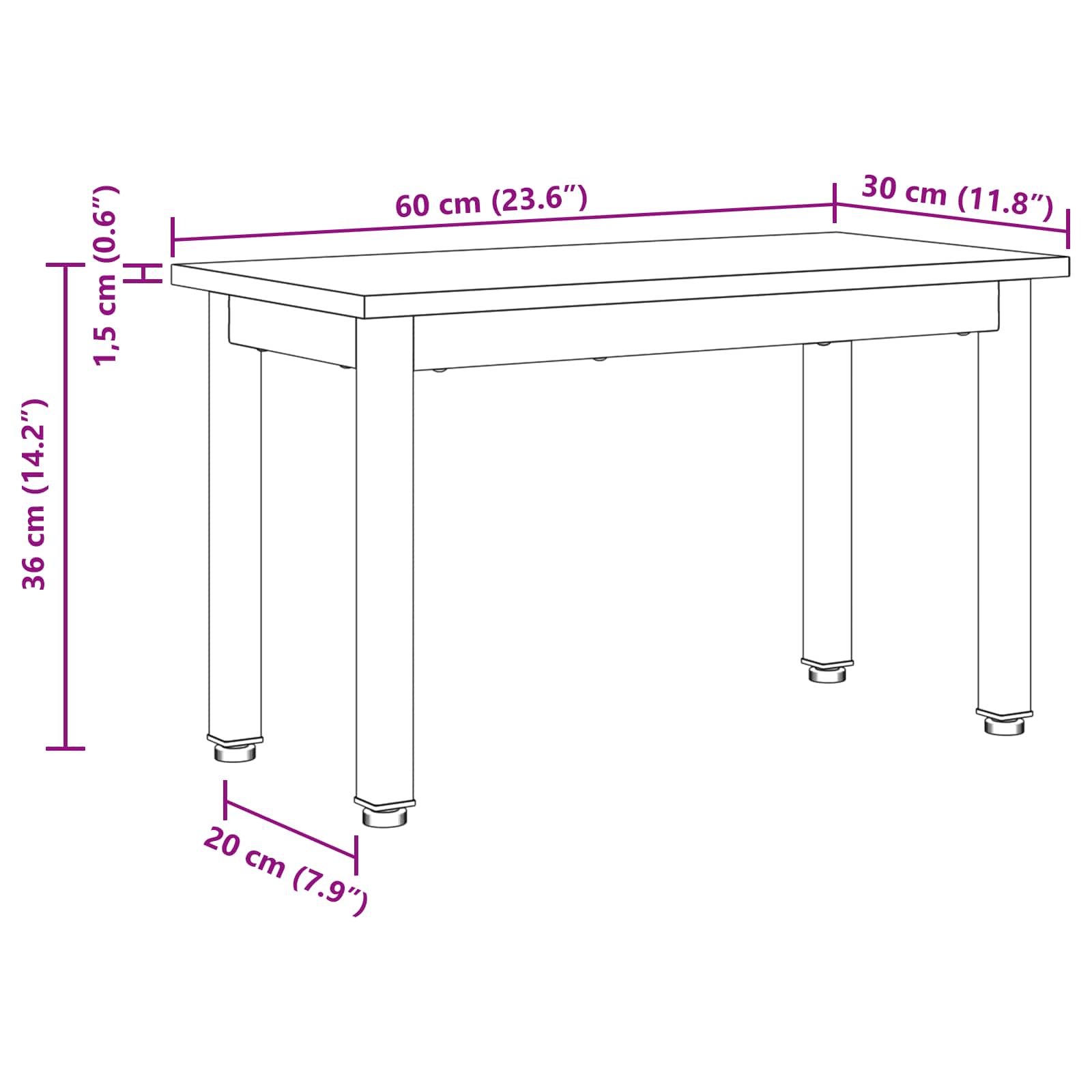 Kava Stol Crni hrast 60 x 30 x 36 cm Konstruirano drvo