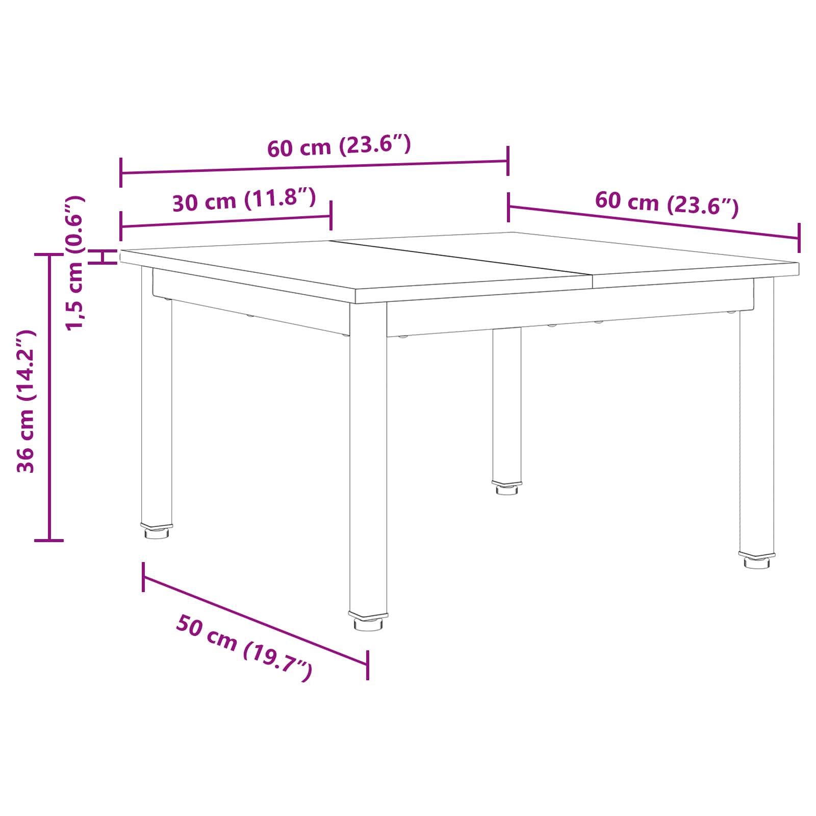Kava Stol Staro drvo 60 x 60 x 36 cm Konstruirano drvo