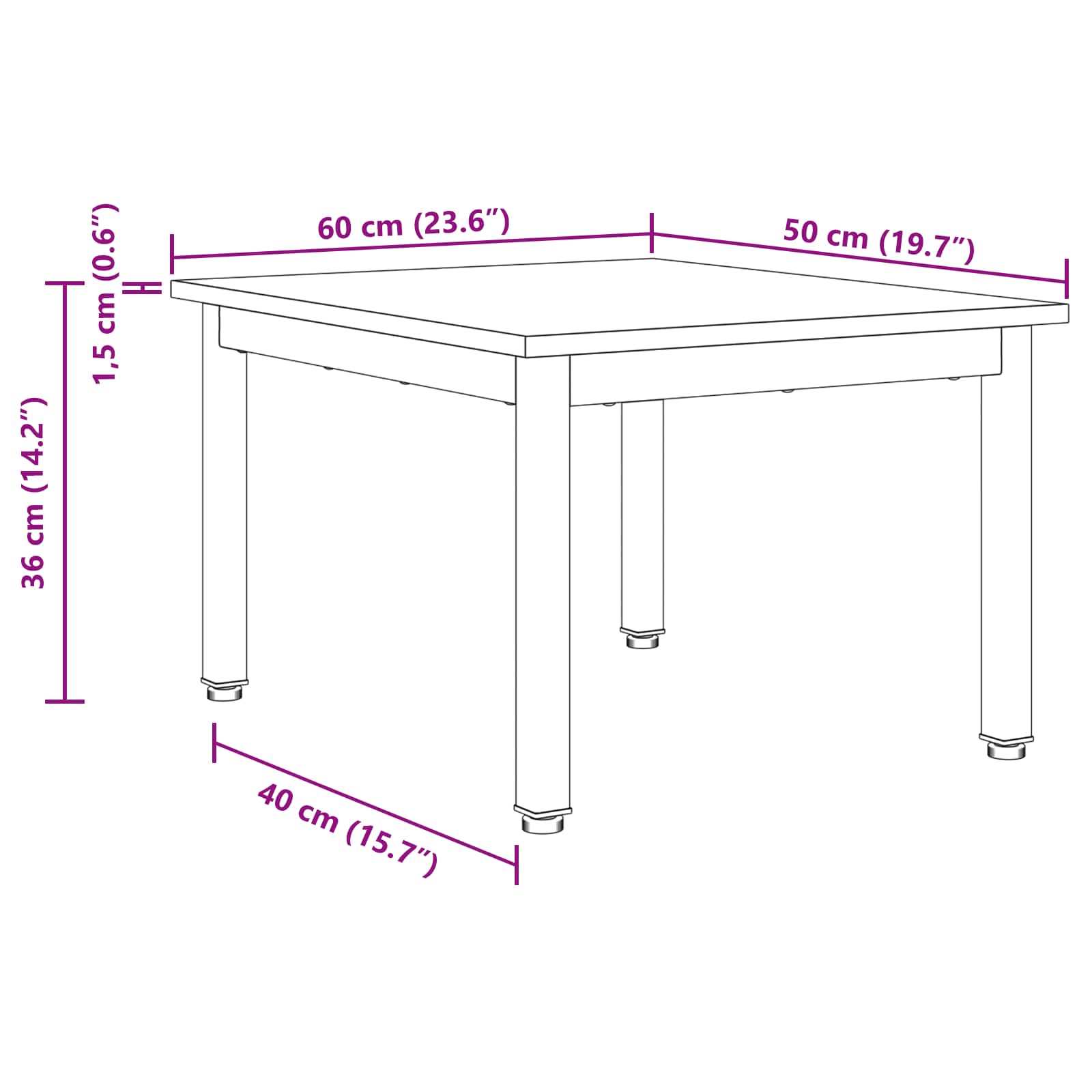Kava Stol Dimni hrast 60 x 50 x 36 cm Konstruirano drvo