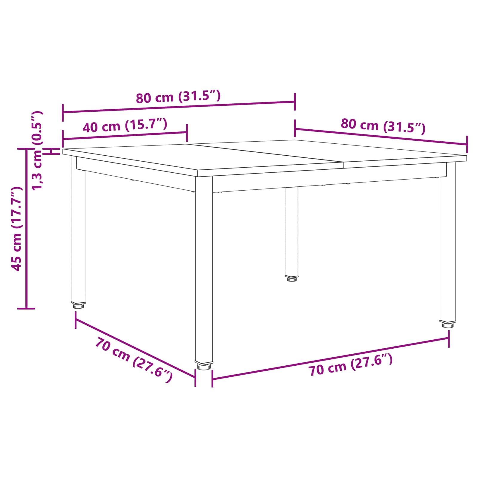 Kava Stol Sonoma 80 x 80 x 45 cm Konstruirano drvo