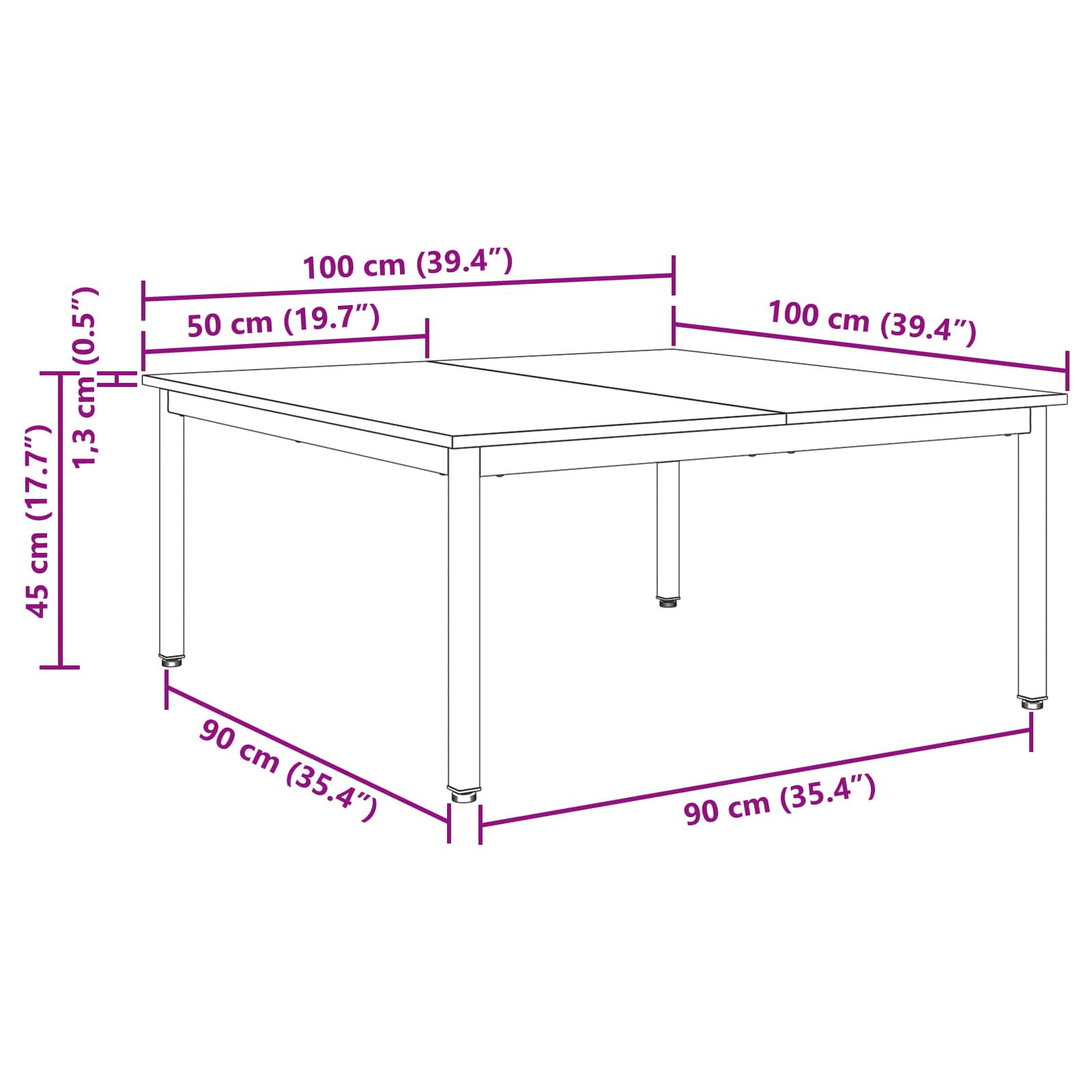 Kava Stol Sonoma 100 x 100 x 45 cm Konstruirano drvo