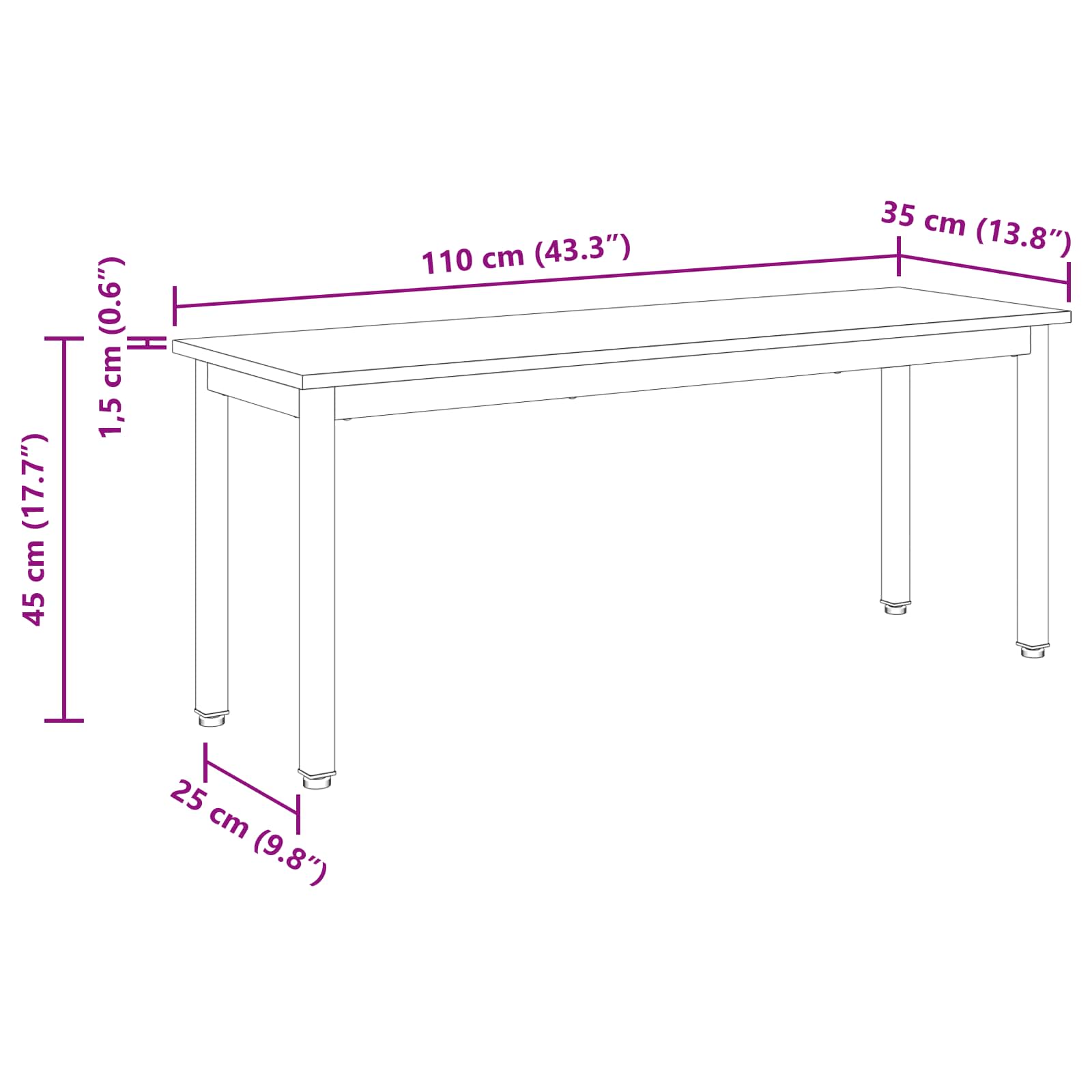klupa Sonoma 110 x 35 x 45 cm Konstruirano drvo