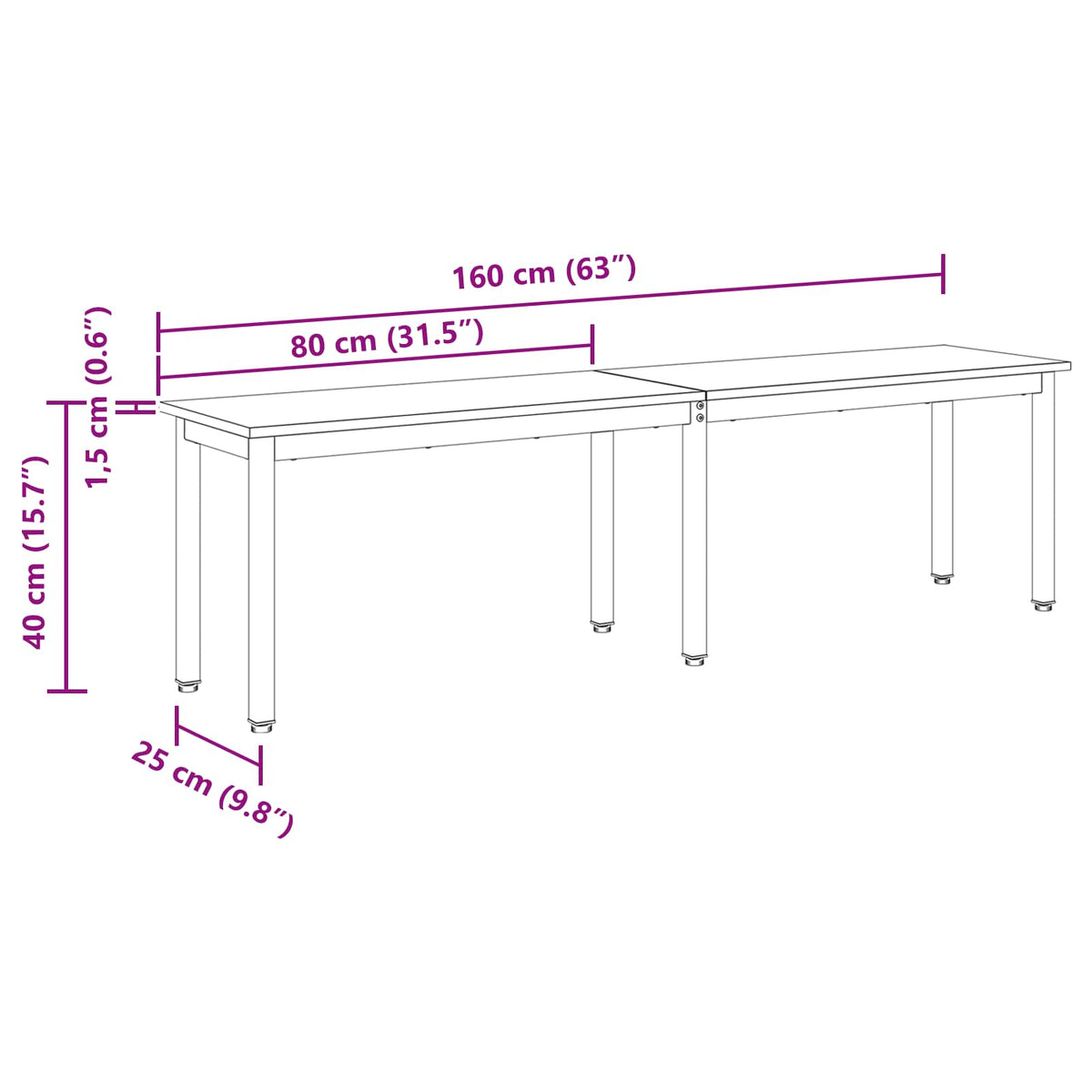 klupa Sonoma 160 x 35 x 45 cm Konstruirano drvo