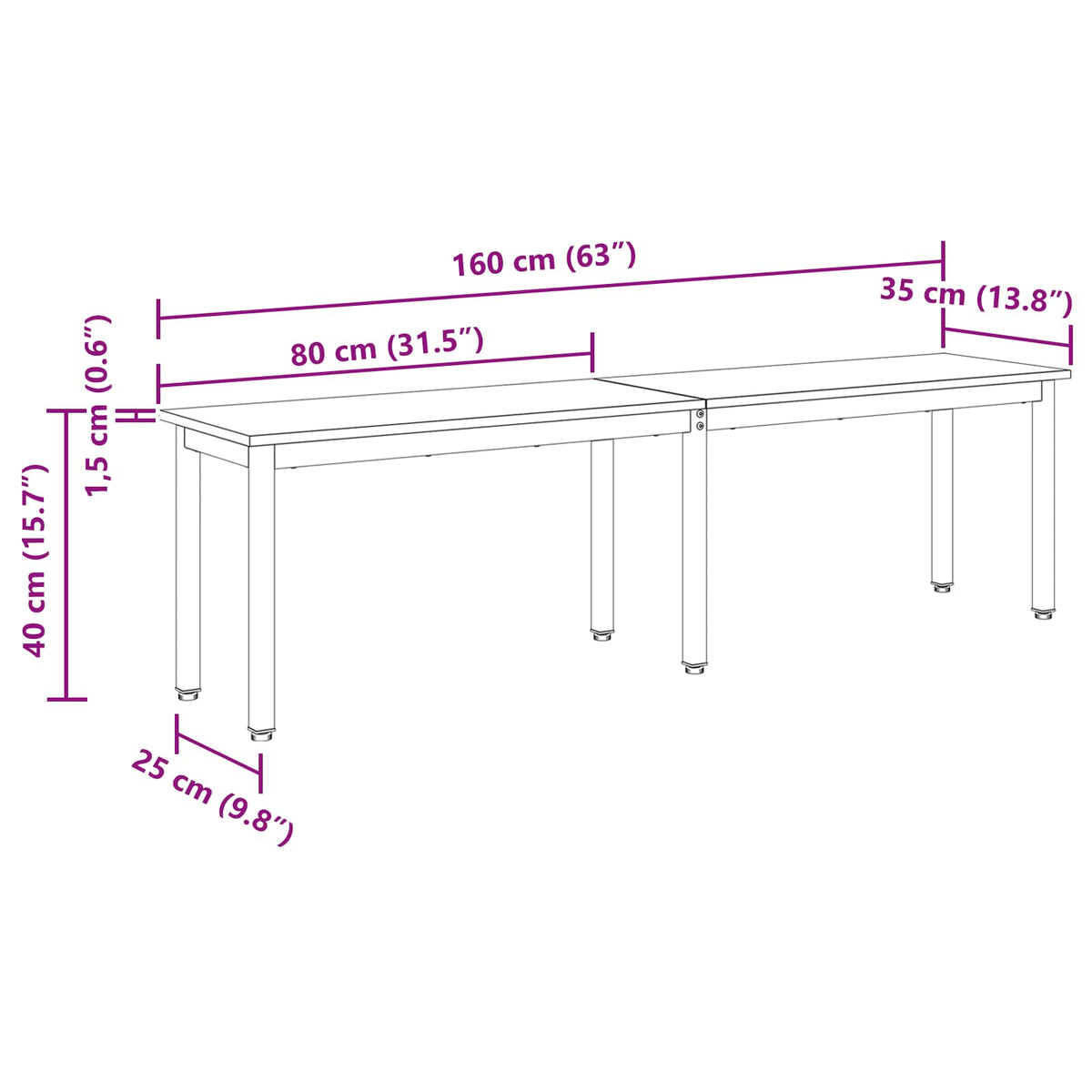 klupa Staro drvo 160 x 35 x 45 cm Konstruirano drvo