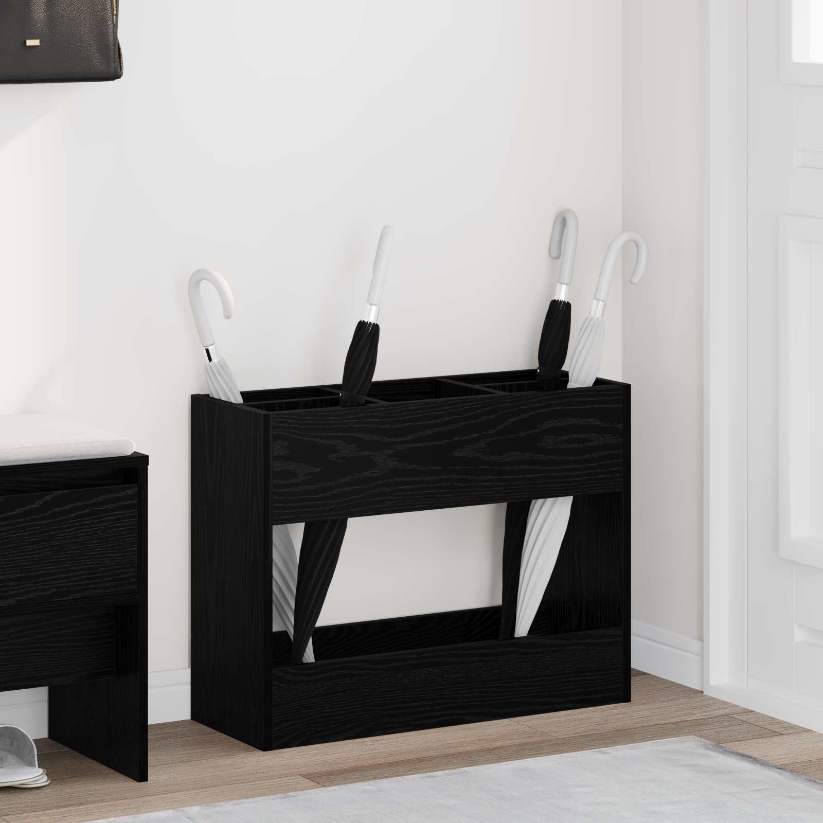 Stalak za kišobran Crni hrast 65 x 24 x 50 cm Konstruirano drvo