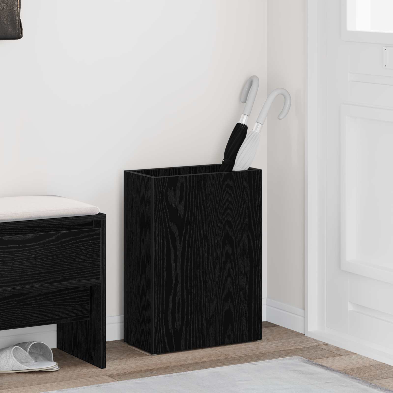 Stalak za kišobran s pohranom Crni hrast 40 x 20 x 55,5 cm