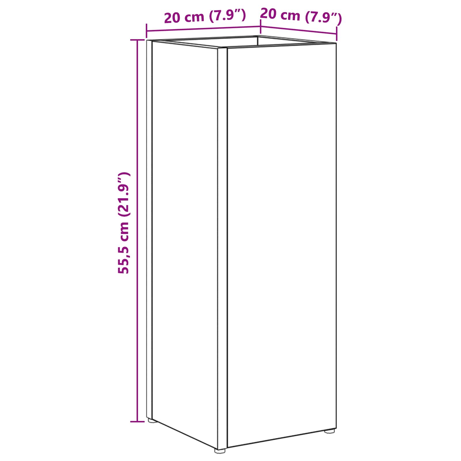 Stalak za kišobran s pohranom Betonski sivi 20 x 20 x 55,5 cm