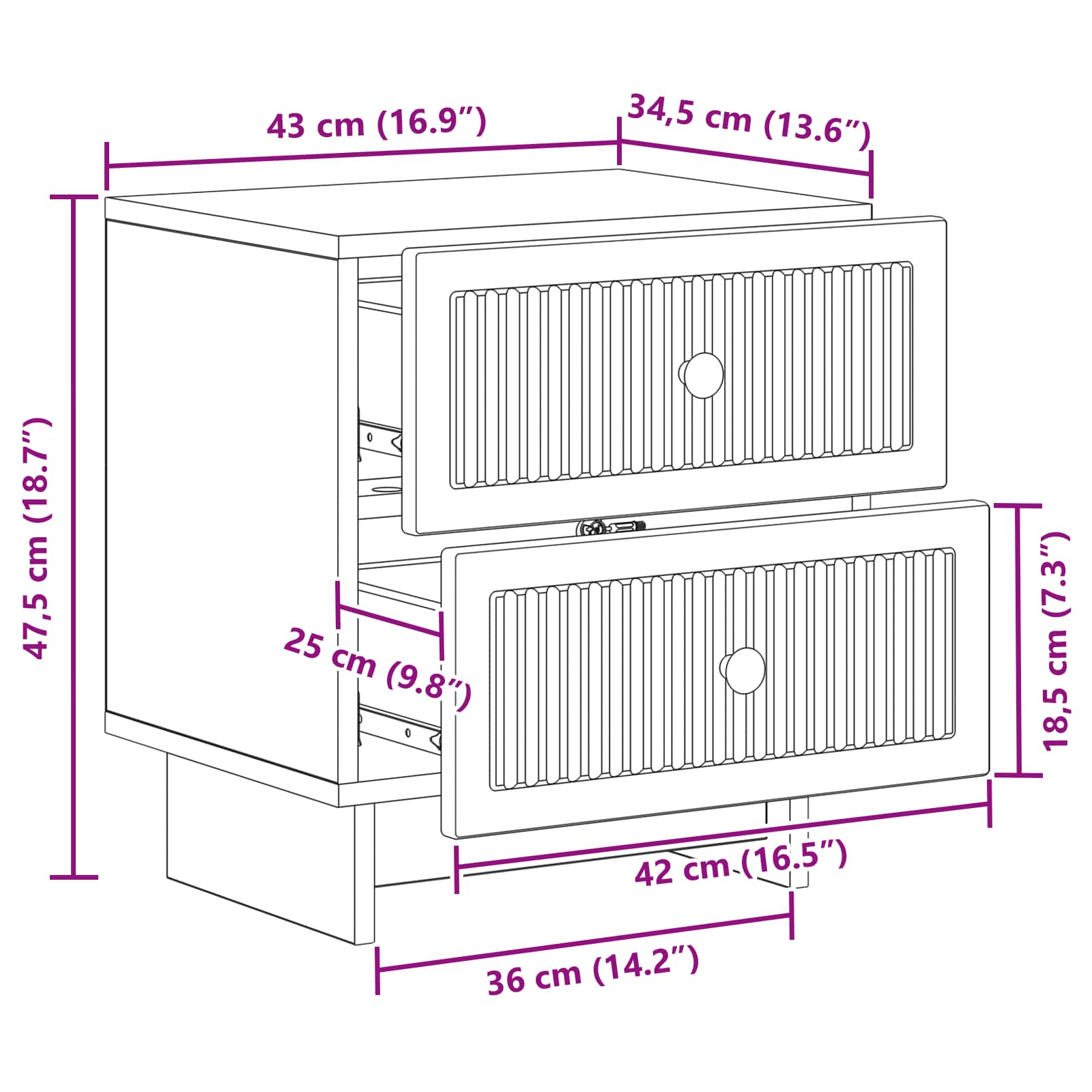 Noćni ormar Siva sonoma 43 x 34,5 x 47,5 cm Konstruirano drvo