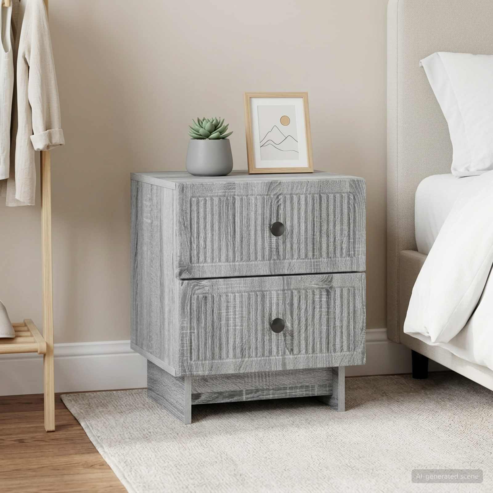 Noćni ormar s ladicama 2 pcs Siva sonoma 43 x 34,5 x 47,5 cm