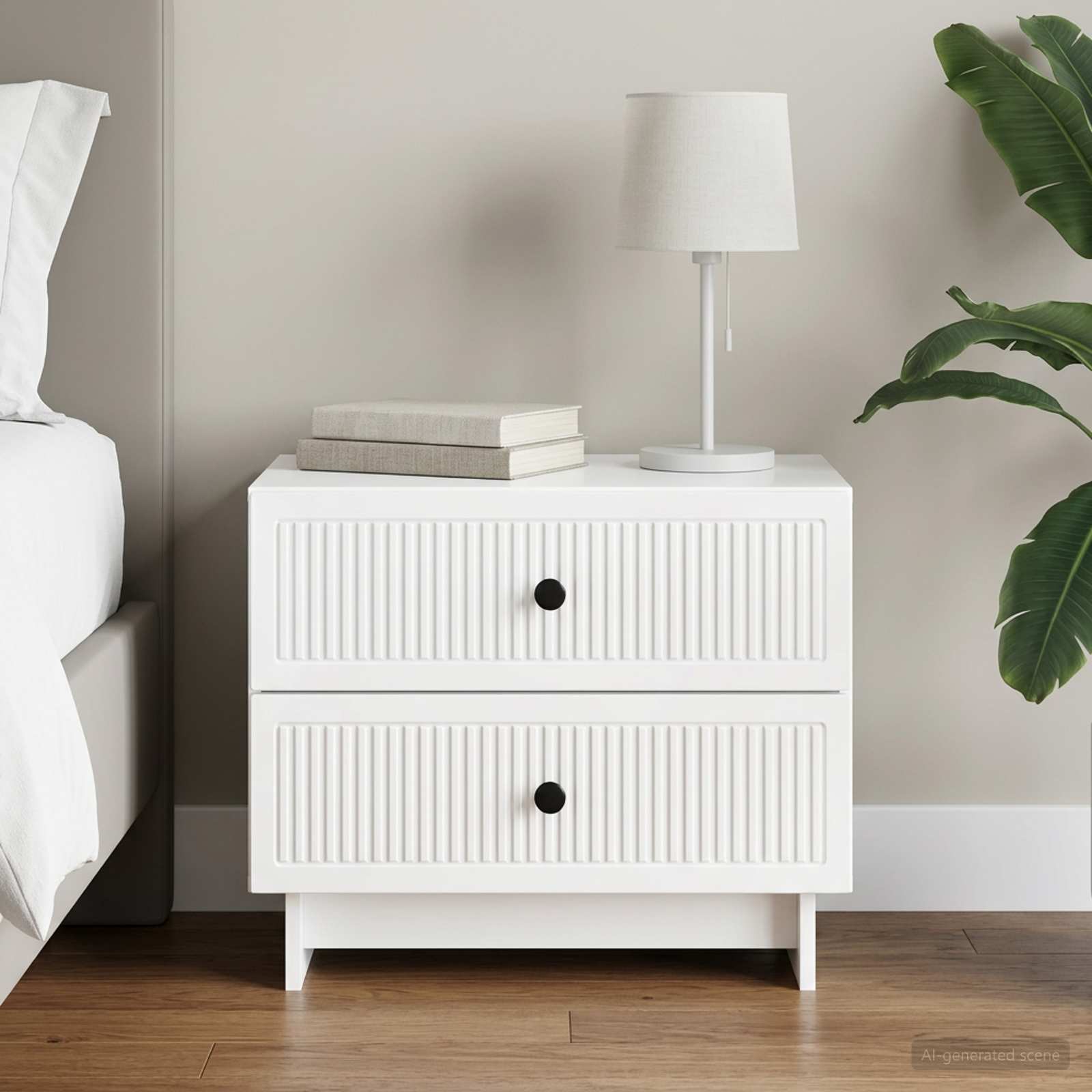 Noćni ormar s ladicama Bijela visokog sjaja 62 x 34,5 x 47,5 cm