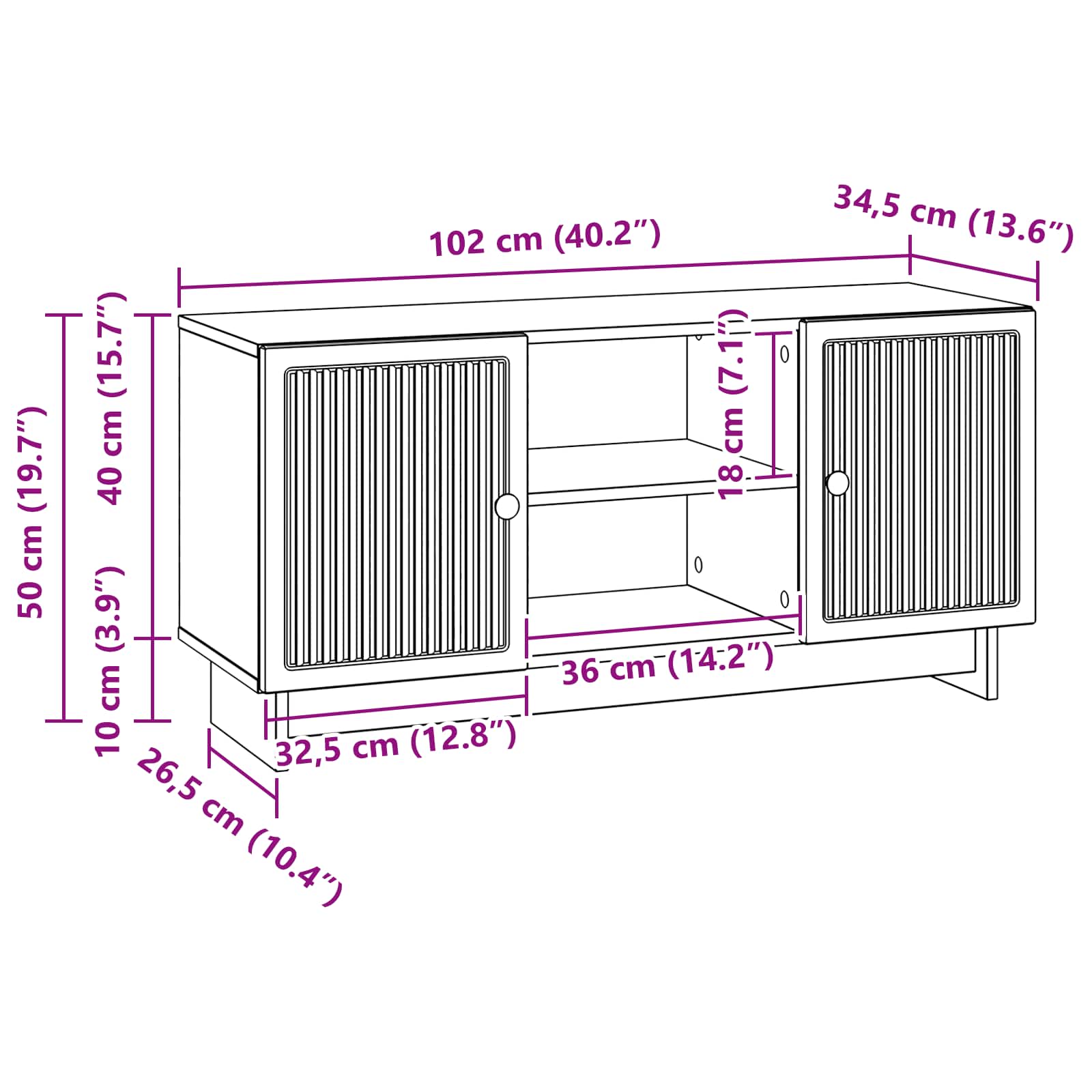 TV ormar 102 x 34,5 x 50 cm Crna Konstruirano drvo