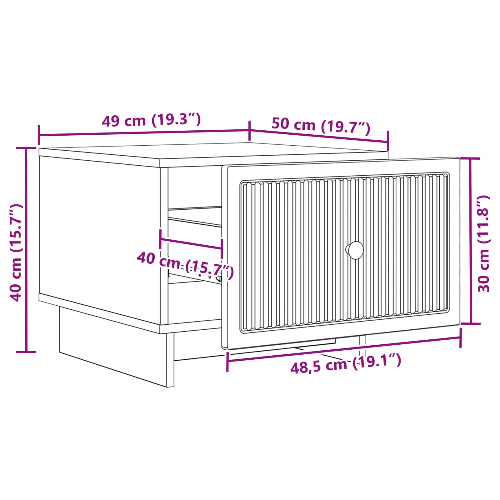 Kava Stol s ladicama Crna 49 x 50 x 40 cm Konstruirano drvo