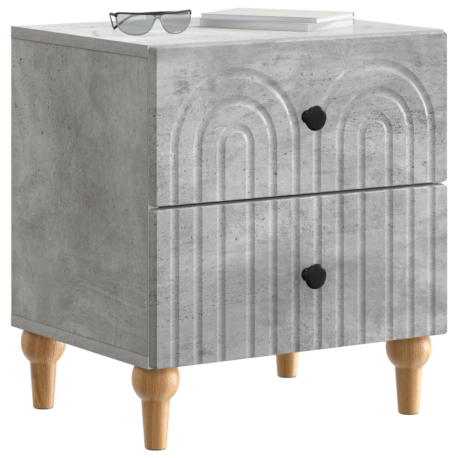 Noćni ormar s ladicama 2 pcs Betonska siva 43 x 34,5 x 48 cm