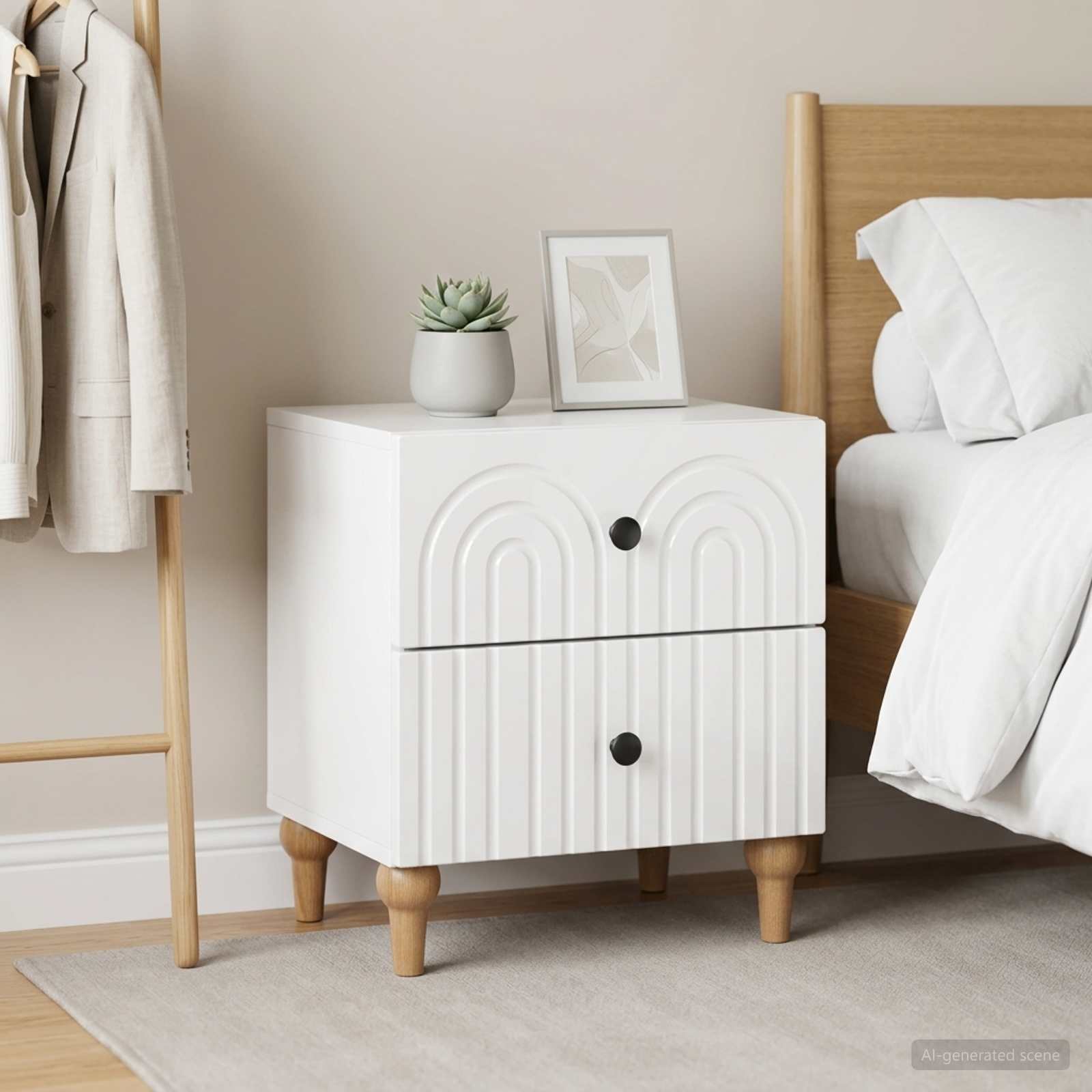 Noćni ormar 2 pcs Bijela visokog sjaja 43 x 34,5 x 48 cm