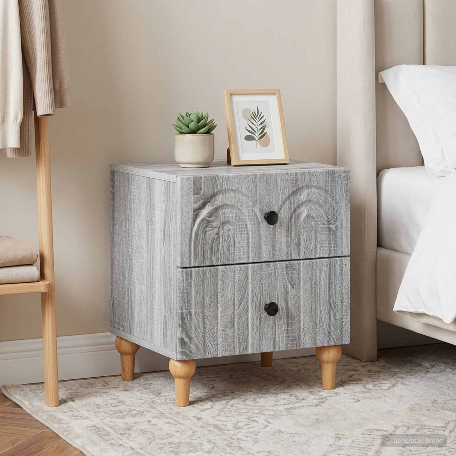 Noćni ormar s ladicama 2 pcs Siva sonoma 43 x 34,5 x 48 cm