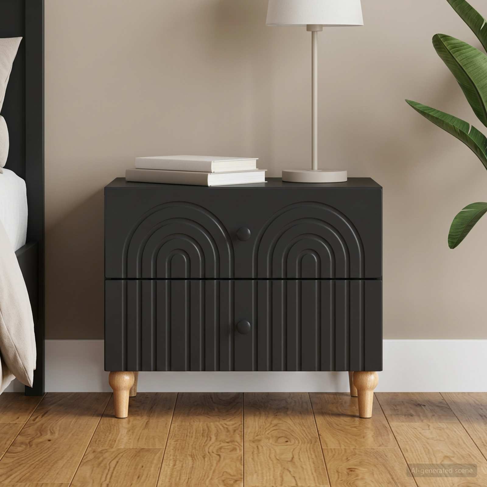 Noćni ormar s ladicama Crna 62 x 34,5 x 48 cm Konstruirano drvo