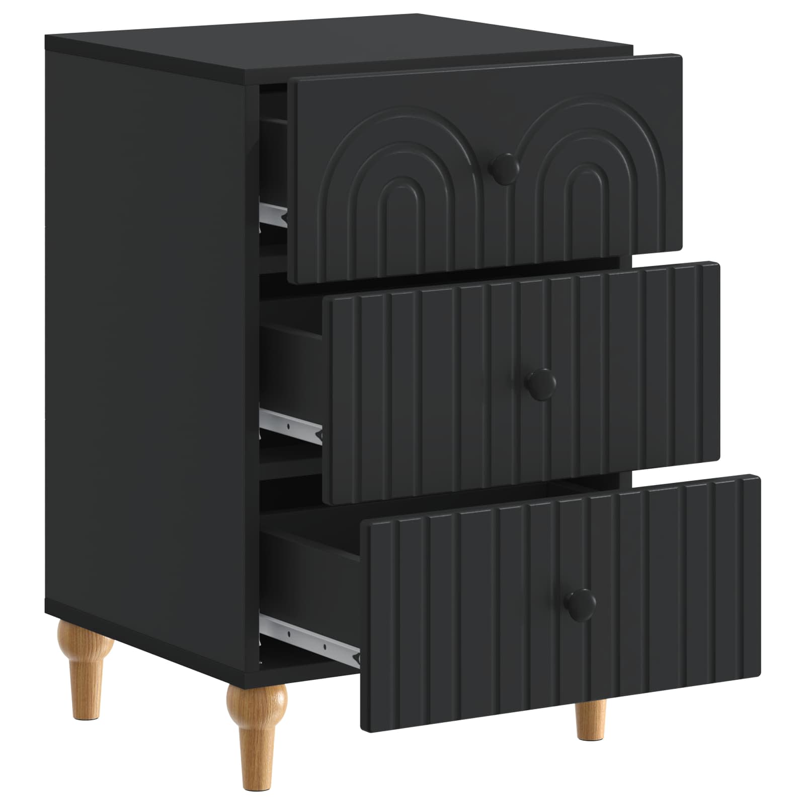 Noćni ormar s ladicama Crna 43x 41 x 66,5 cm Konstruirano drvo