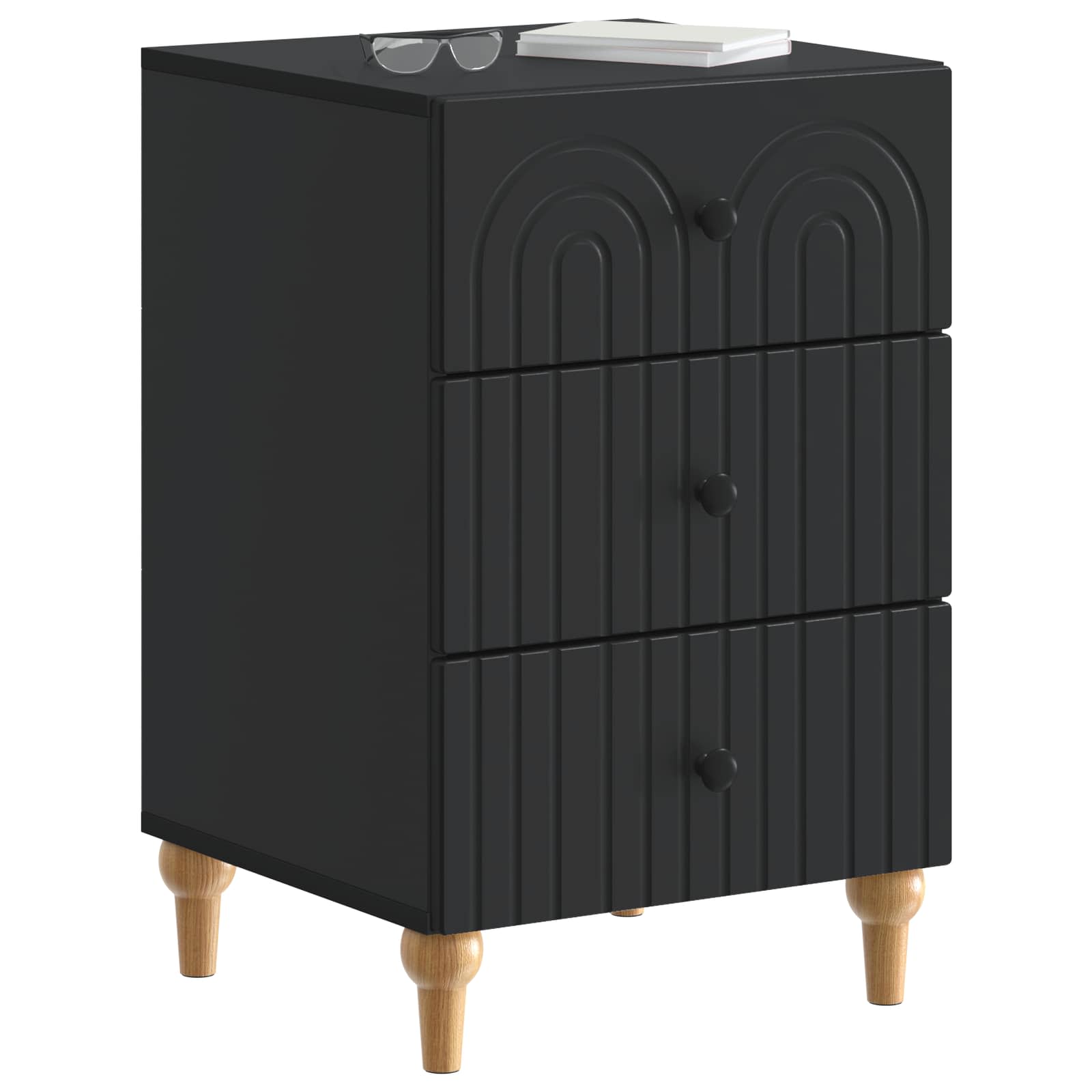 Noćni ormar s ladicama Crna 43x 41 x 66,5 cm Konstruirano drvo