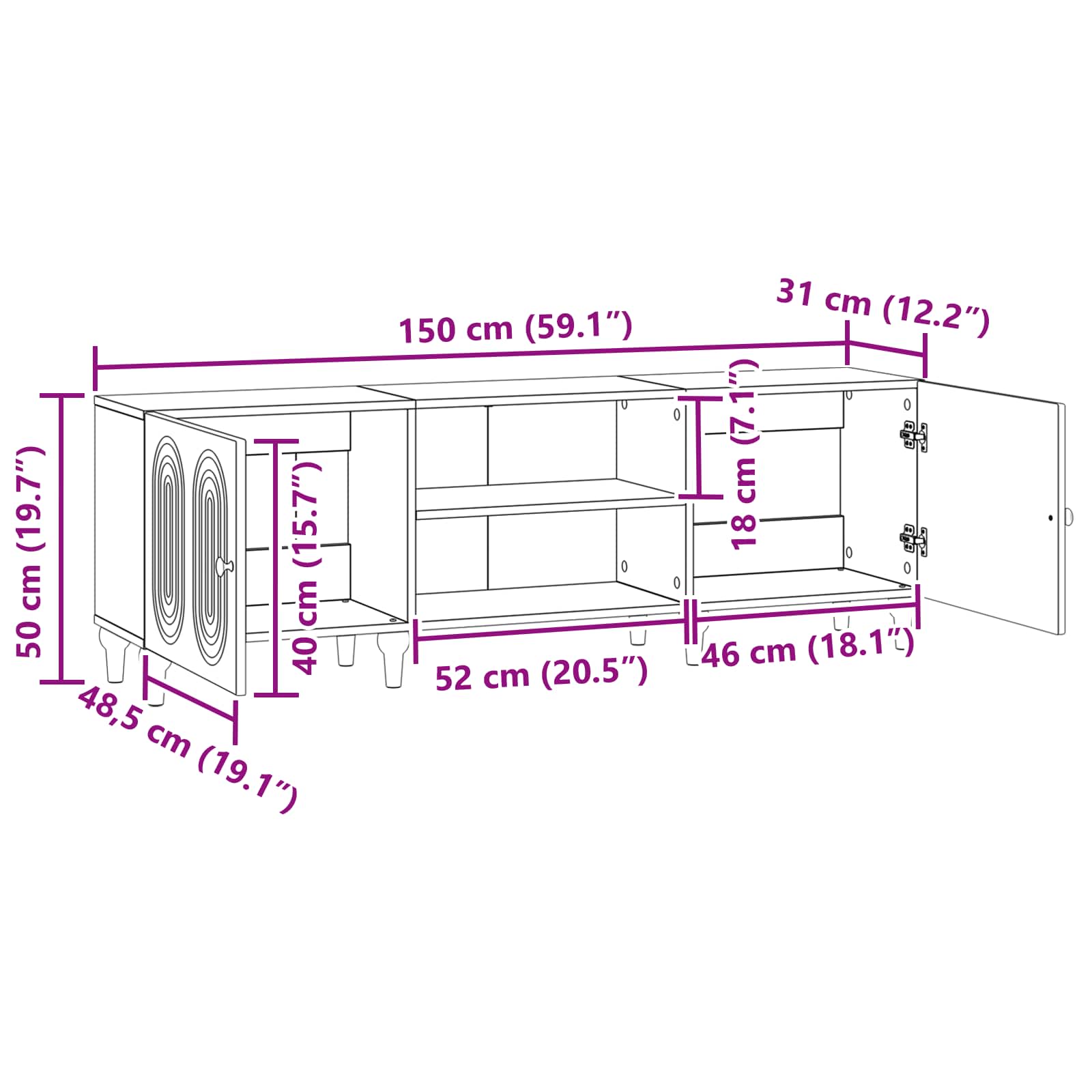 TV ormar Bijela 150 x 31 x 50 cm Konstruirano drvo