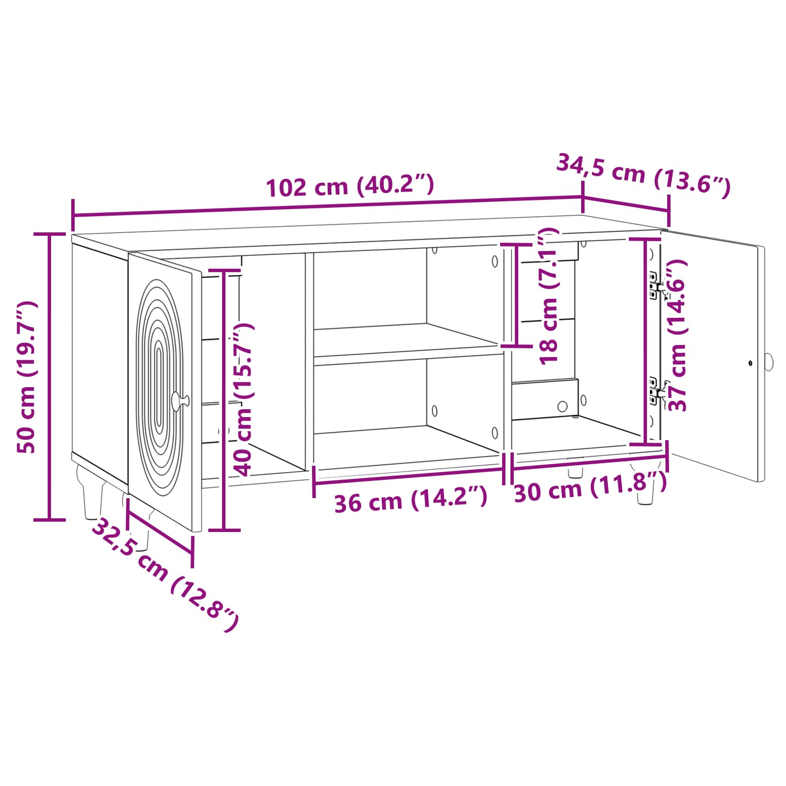 TV ormar Betonska siva 102 x 34,5 x 50 cm Konstruirano drvo