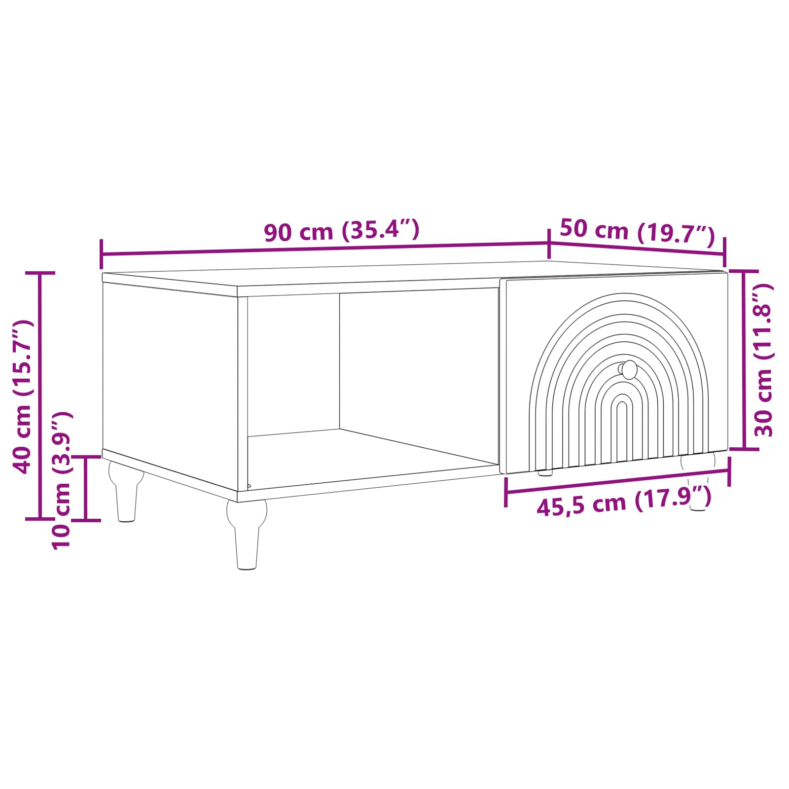 Kava Stol Betonska siva 90 x 50 x 40 cm Konstruirano drvo